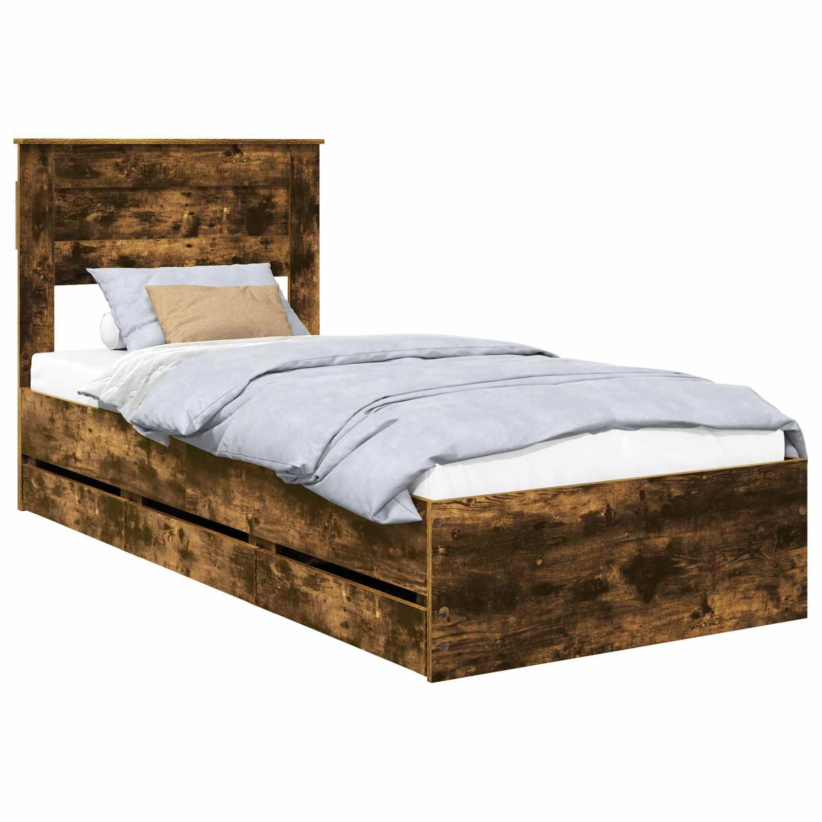 vidaXL Bettrahmen Geräucherte Eiche 100 x 200 cm Ingenieurs Holz