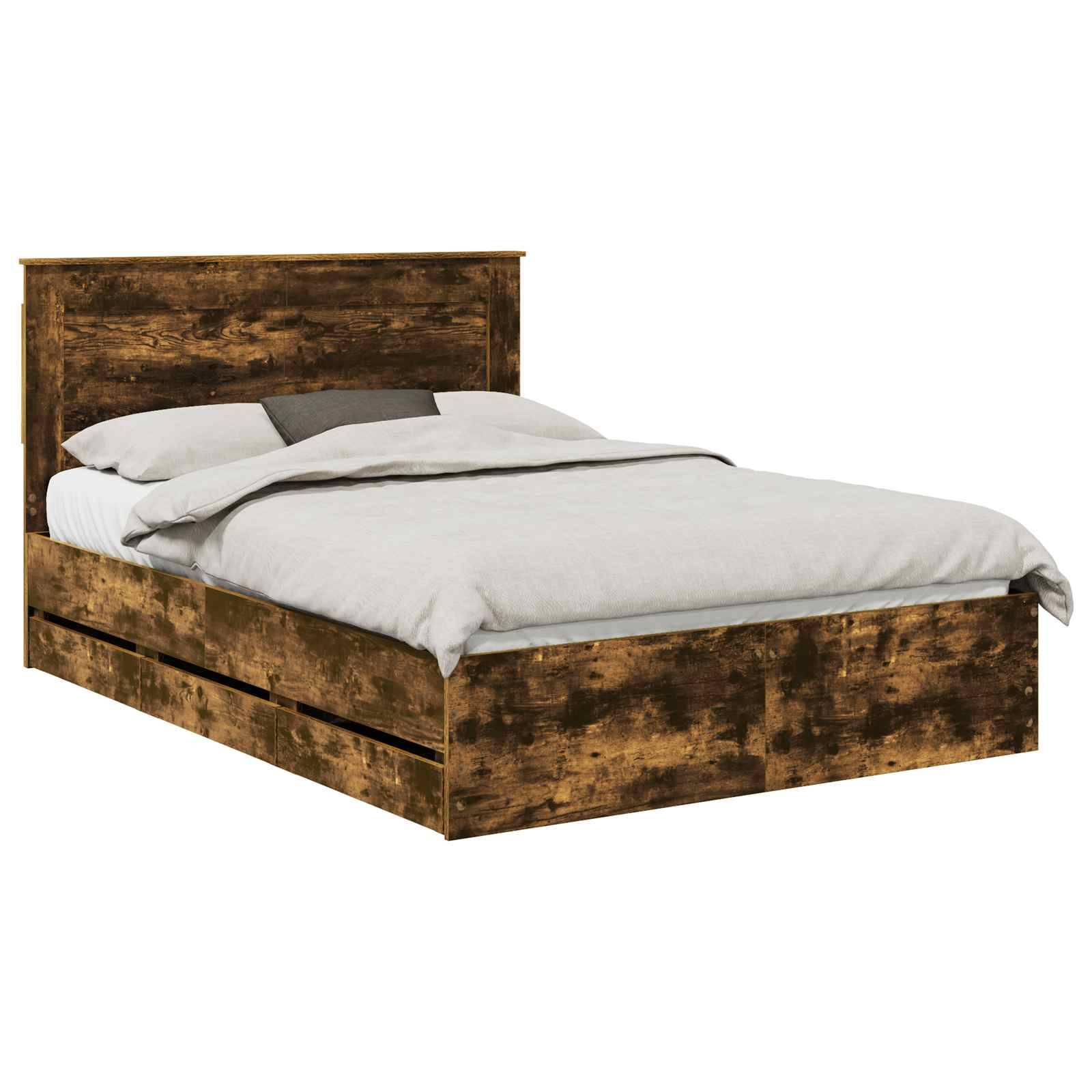 vidaXL Bettrahmen Geräucherte Eiche 140 x 190 cm Ingenieurs Holz