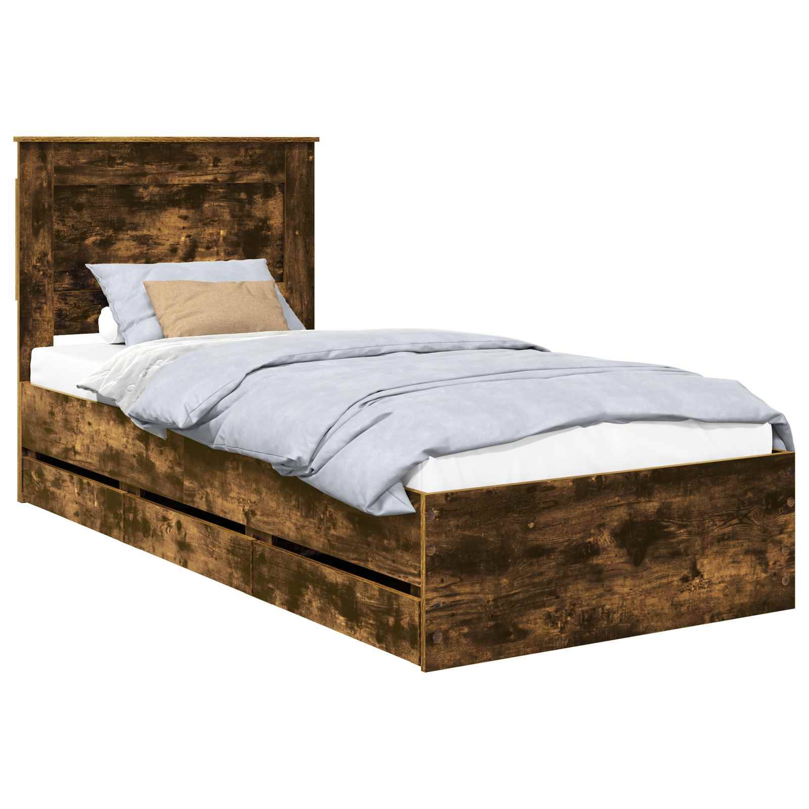 vidaXL Bettrahmen Geräucherte Eiche 90 x 200 cm Ingenieurs Holz