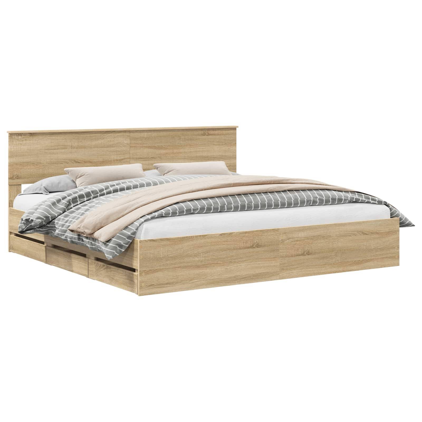 vidaXL Bettrahmen Sonoma-Eiche 200 x 200 cm Ingenieurs Holz