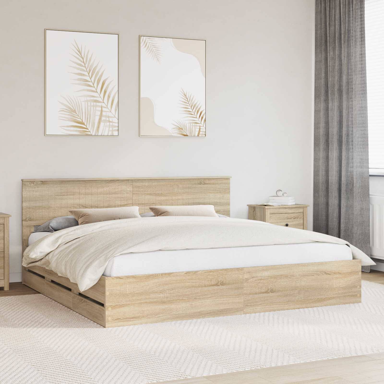 vidaXL Bettrahmen Sonoma-Eiche 200 x 200 cm Ingenieurs Holz