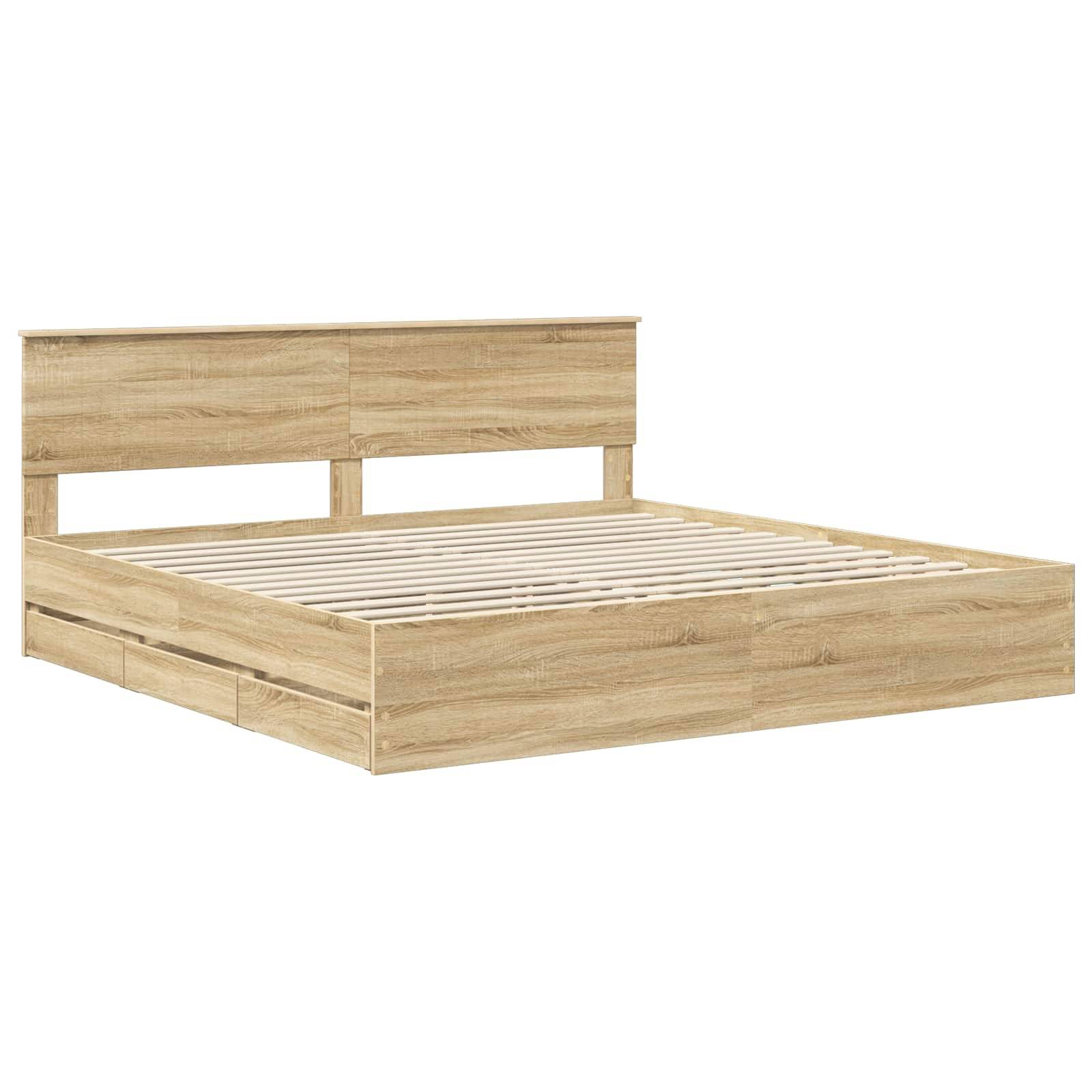 vidaXL Bettrahmen Sonoma-Eiche 200 x 200 cm Ingenieurs Holz
