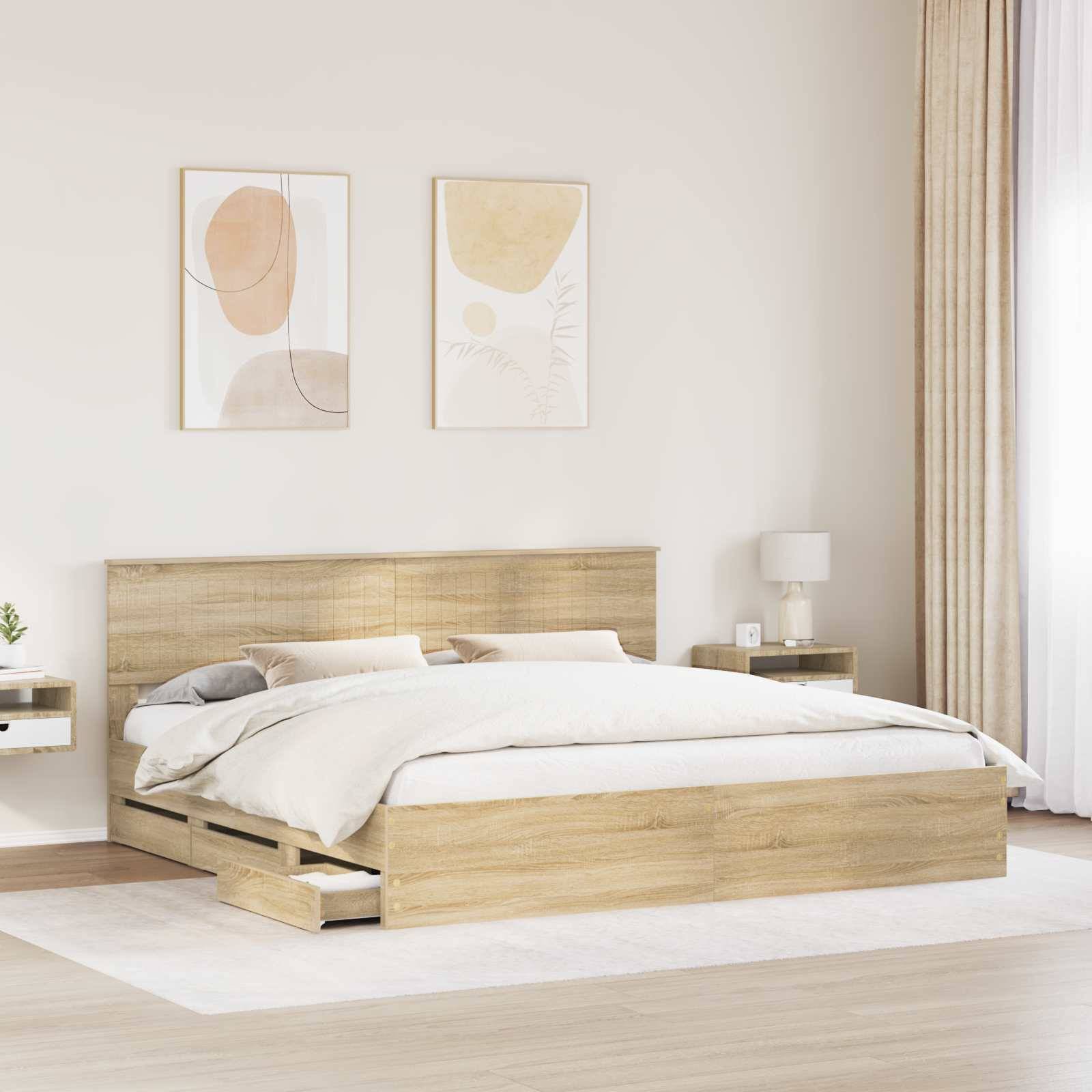 vidaXL Bettrahmen Sonoma-Eiche 200 x 200 cm Ingenieurs Holz