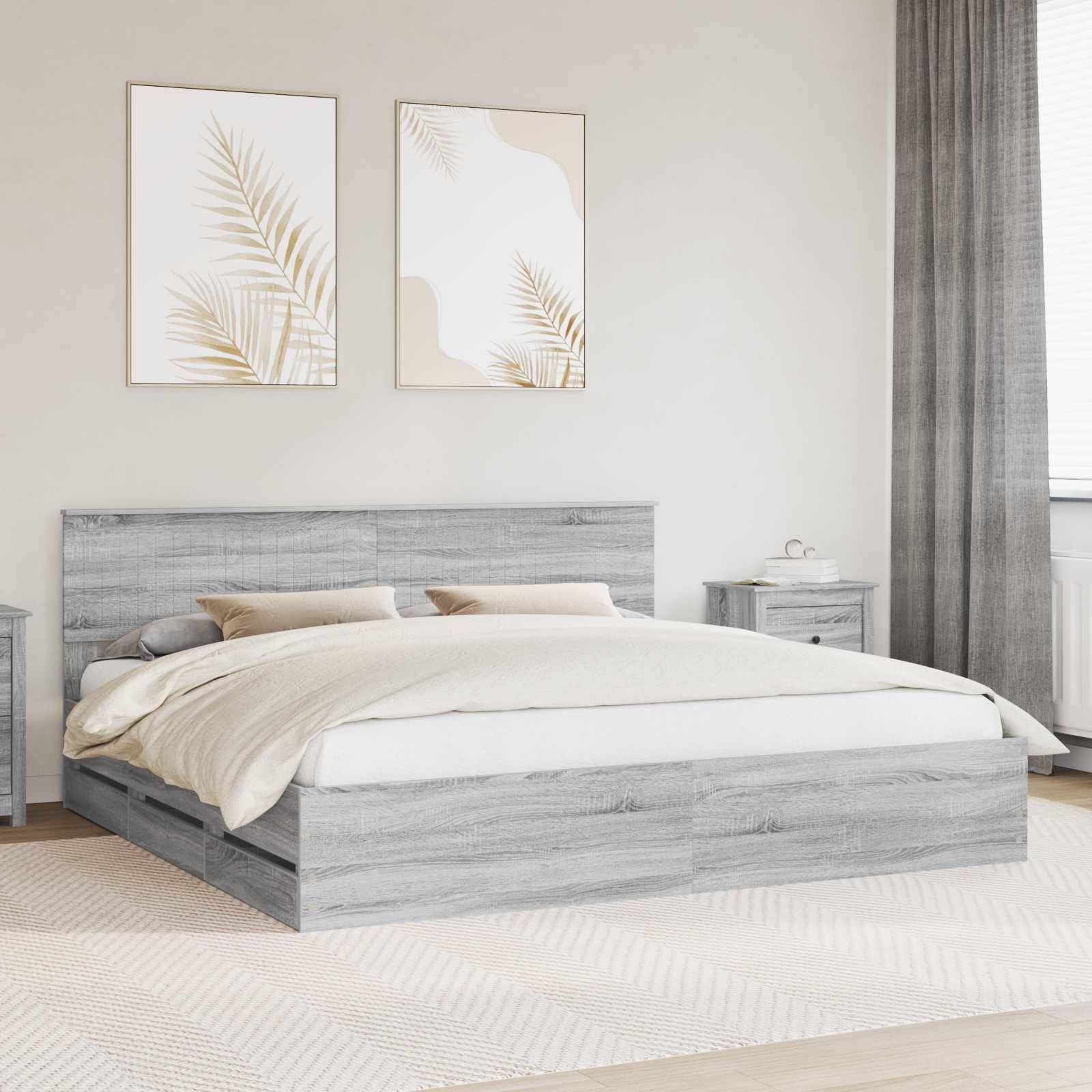 vidaXL Bettrahmen Graues Sonoma 200 x 200 cm Ingenieurs Holz