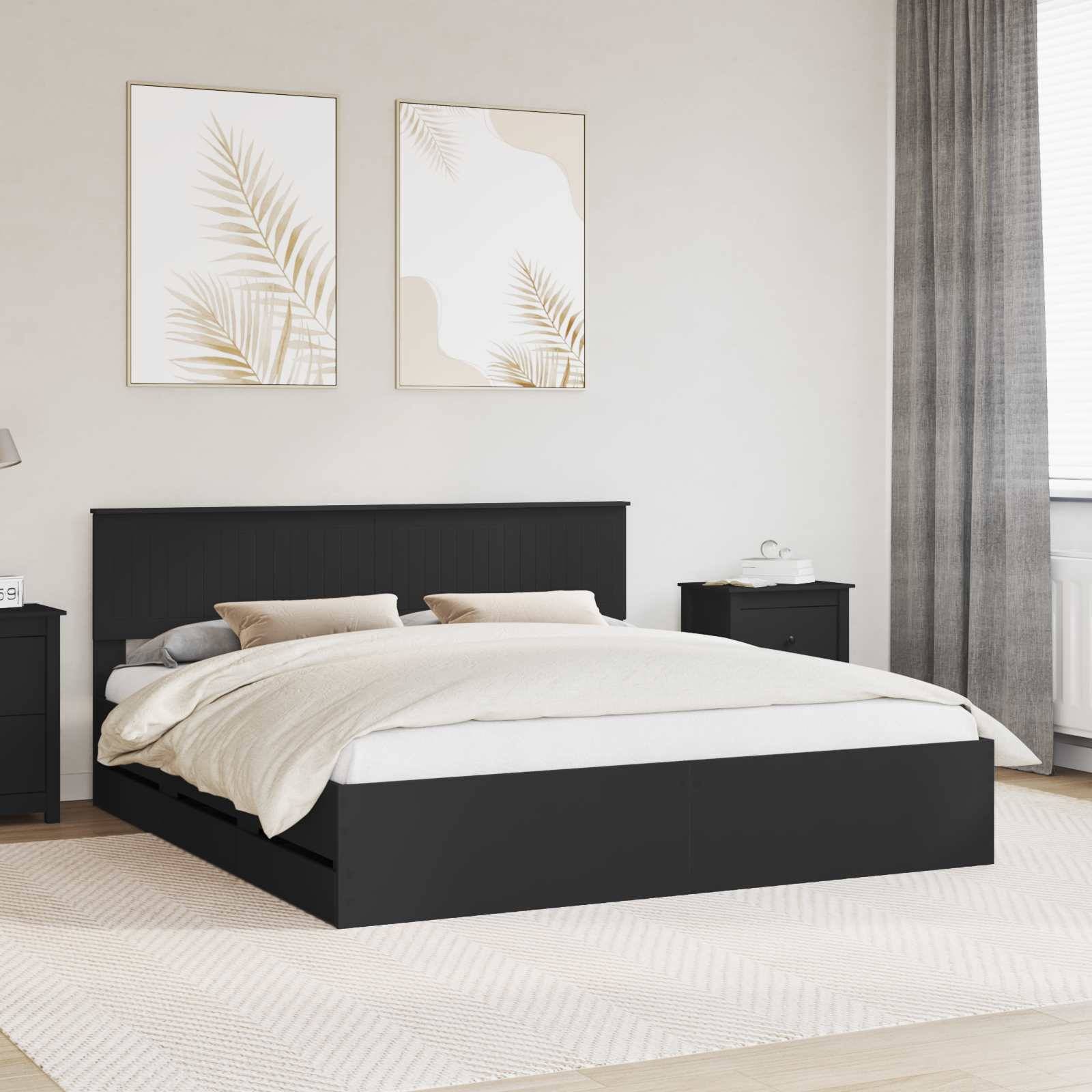vidaXL Bettrahmen mit Schubladen Schwarz 180 x 200 cm Ingenieurs Holz