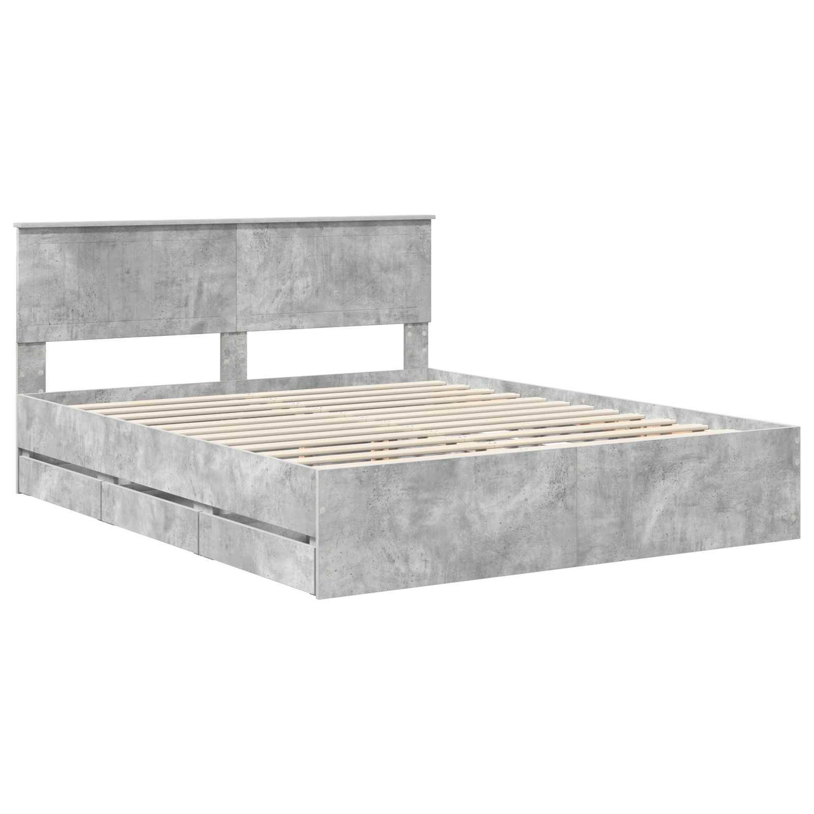 vidaXL Bettrahmen mit Kopfteil Beton Grau 160 x 200 cm Ingenieurs Holz