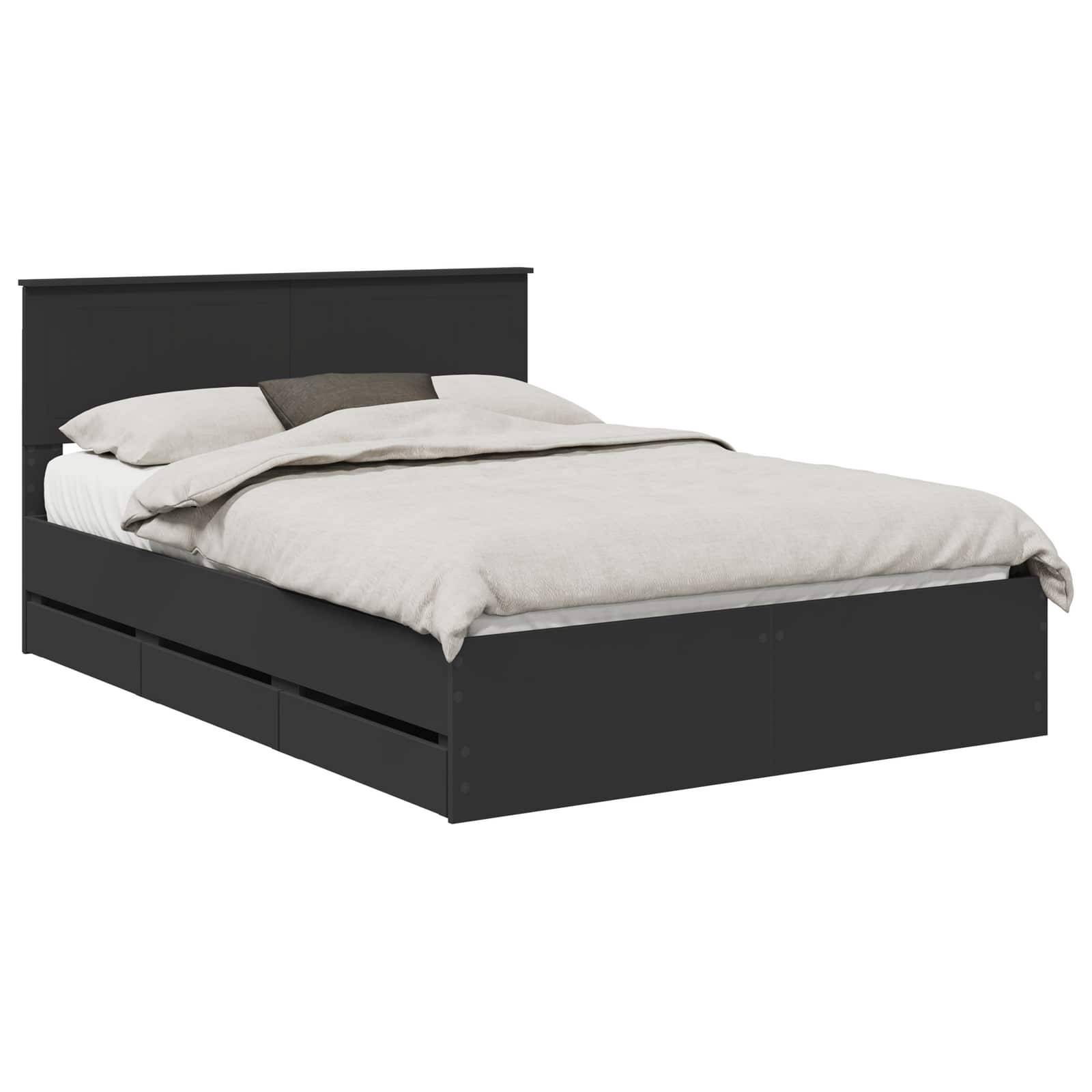 vidaXL Bettrahmen mit Schubladen Schwarz 140 x 190 cm Ingenieurs Holz