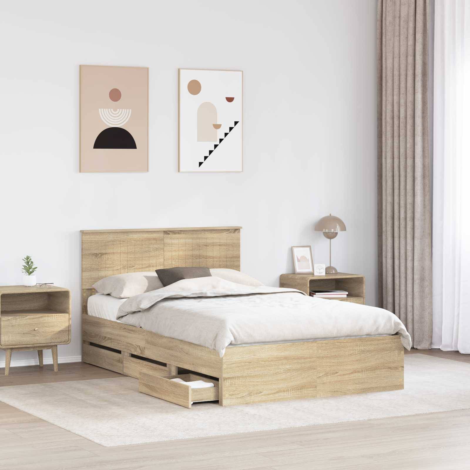 vidaXL Bettrahmen Sonoma-Eiche 120 x 190 cm Ingenieurs Holz