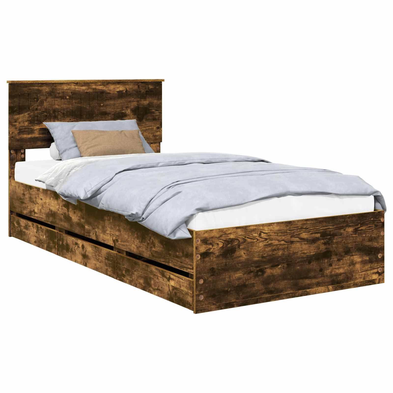 vidaXL Bettrahmen Geräucherte Eiche 100 x 200 cm Ingenieurs Holz