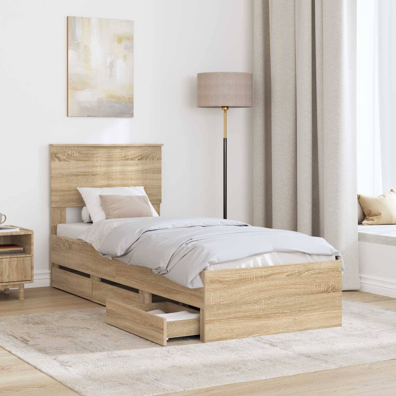 vidaXL Bettrahmen Sonoma-Eiche 75 x 190 cm Ingenieurs Holz
