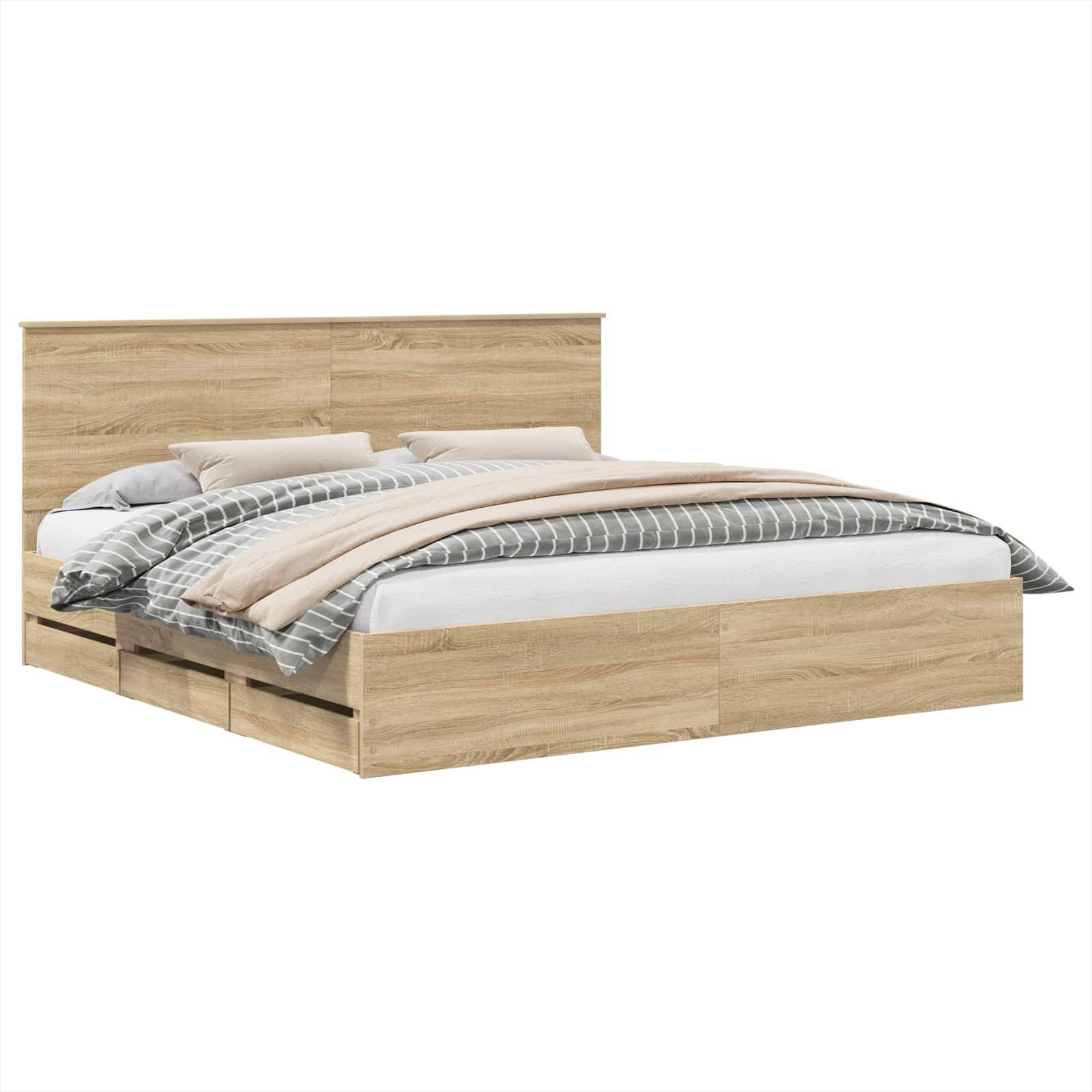 vidaXL Bettrahmen Sonoma-Eiche 200 x 200 cm Ingenieurs Holz