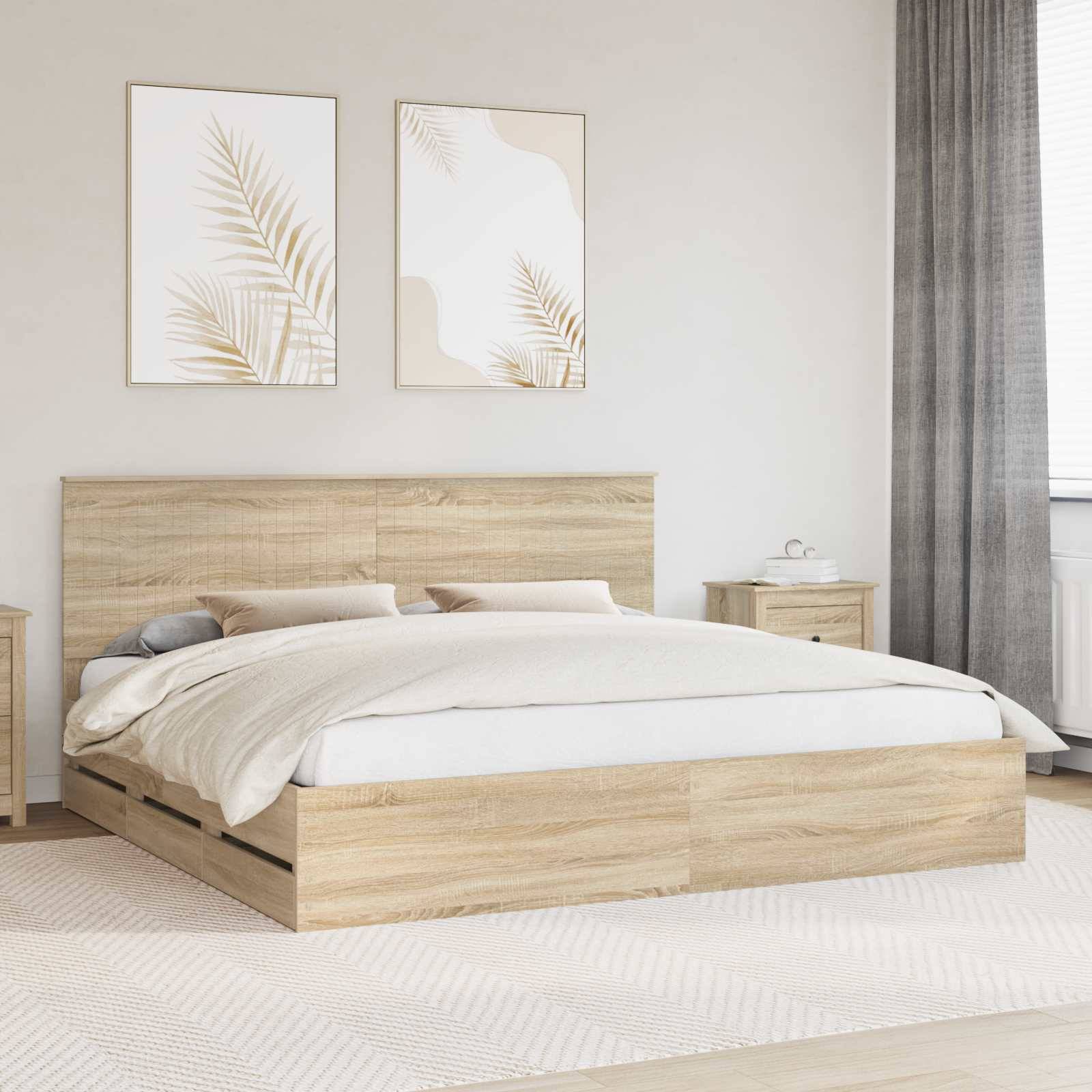vidaXL Bettrahmen Sonoma-Eiche 200 x 200 cm Ingenieurs Holz
