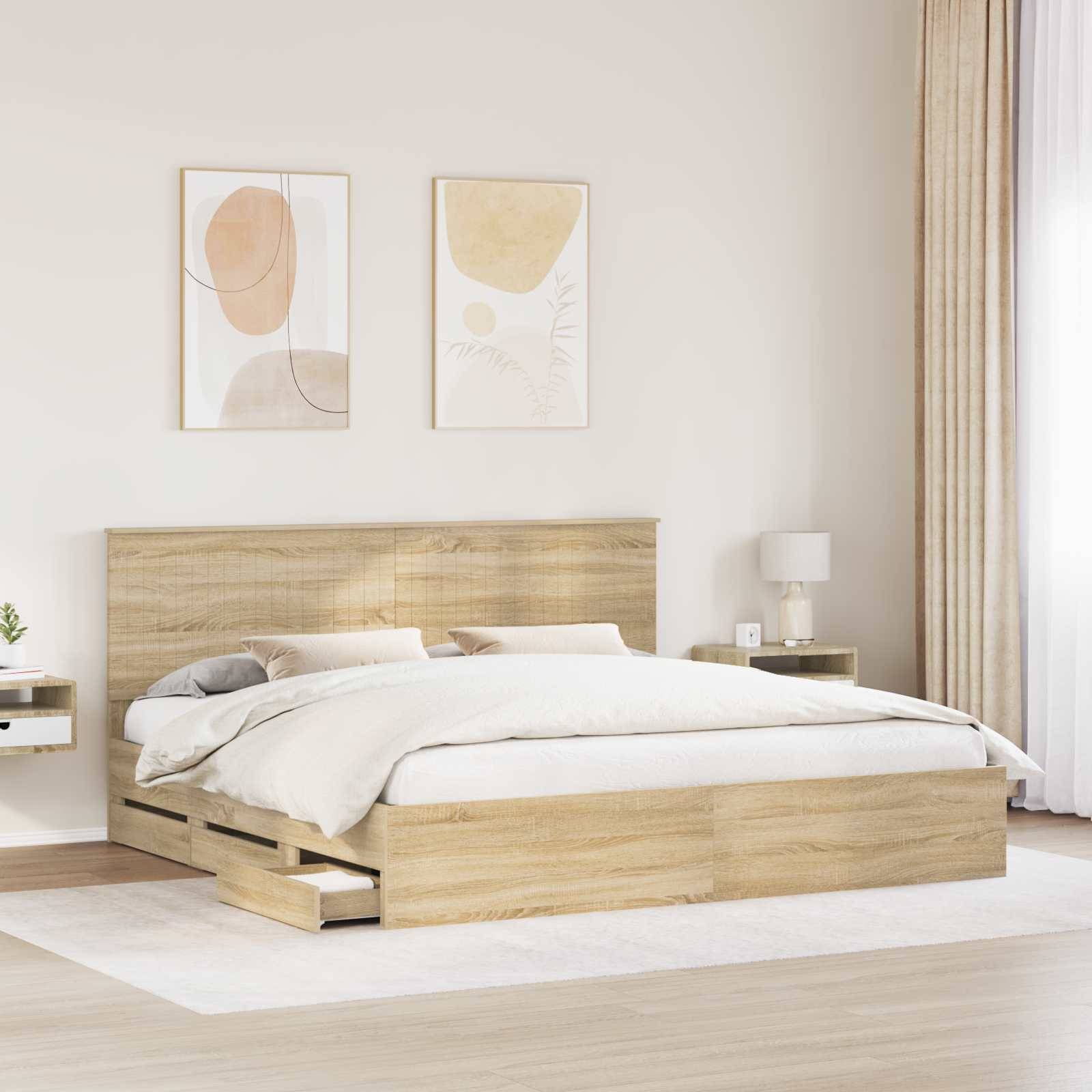 vidaXL Bettrahmen Sonoma-Eiche 200 x 200 cm Ingenieurs Holz