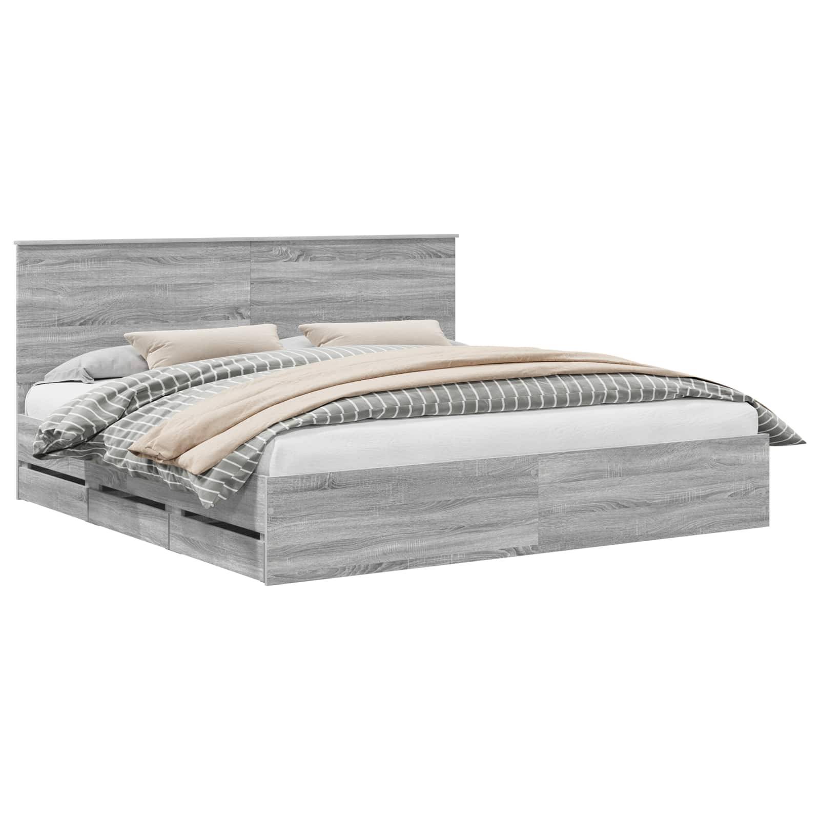 vidaXL Bettrahmen Graues Sonoma 200 x 200 cm Ingenieurs Holz