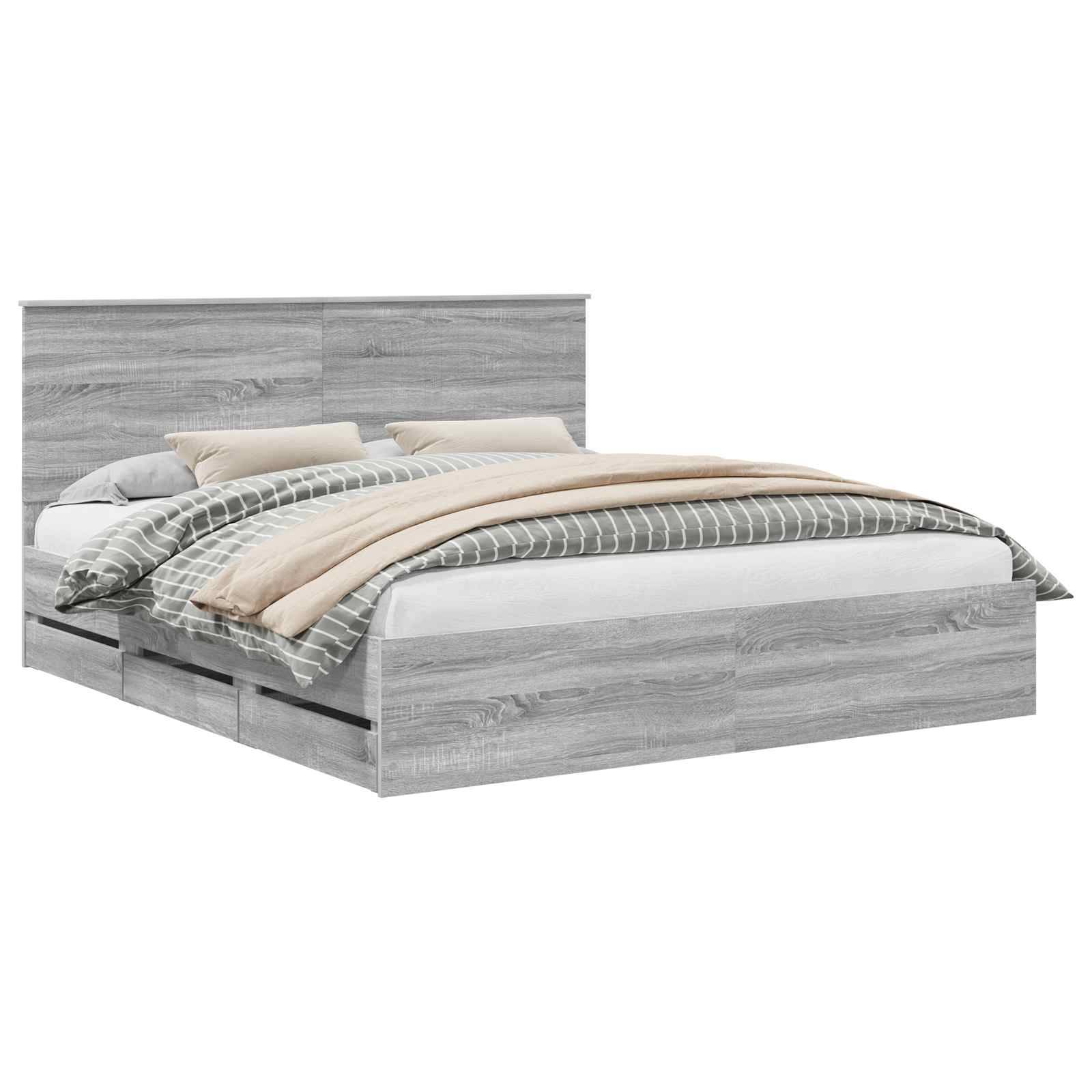 vidaXL Bettrahmen Graues Sonoma 180 x 200 cm Ingenieurs Holz