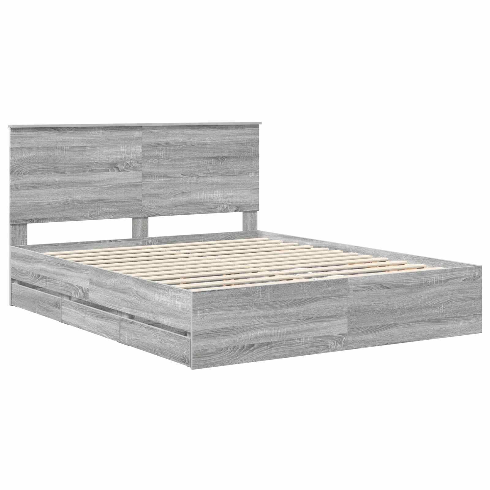 vidaXL Bettrahmen Graues Sonoma 160 x 200 cm Ingenieurs Holz