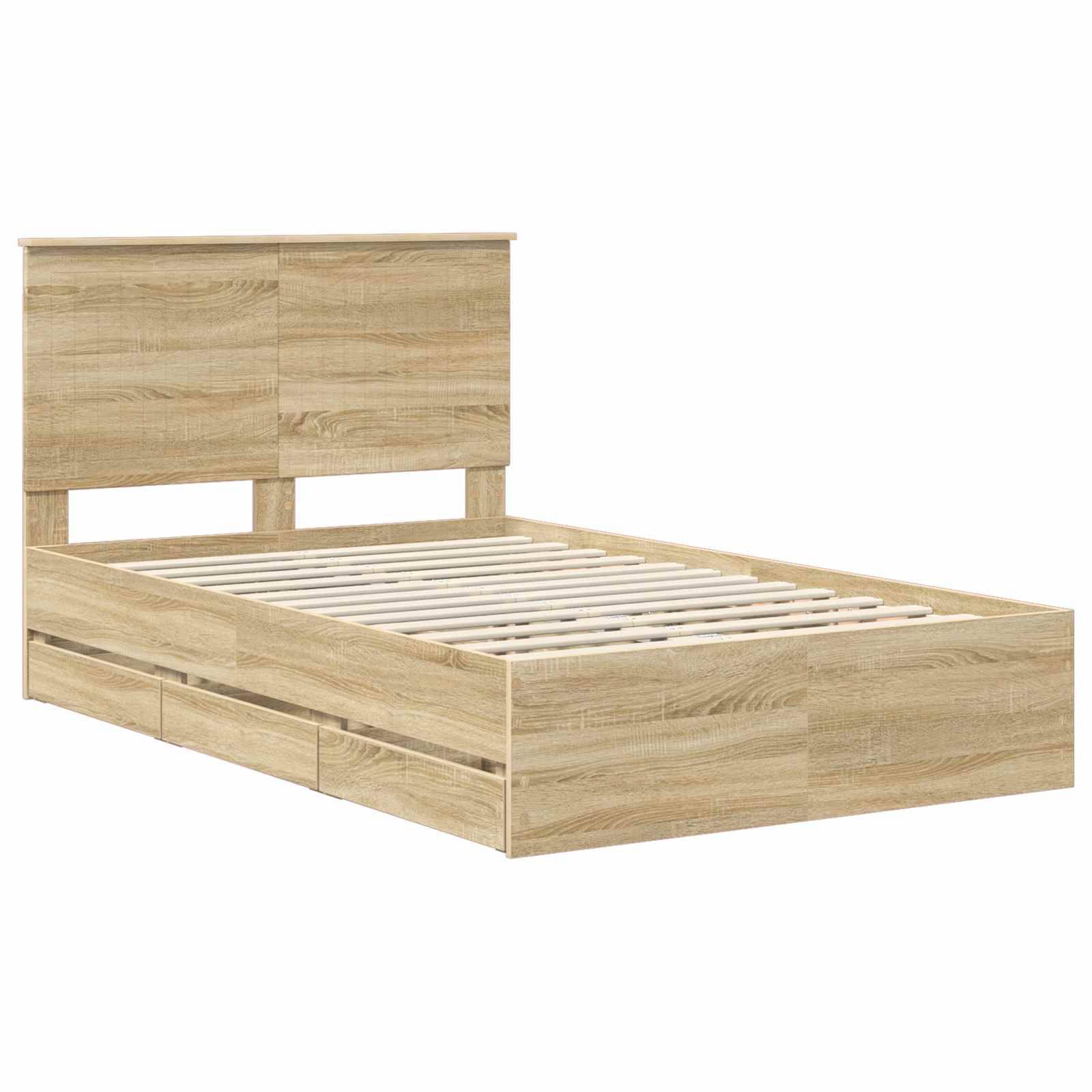 vidaXL Bettrahmen Sonoma-Eiche 120 x 190 cm Ingenieurs Holz