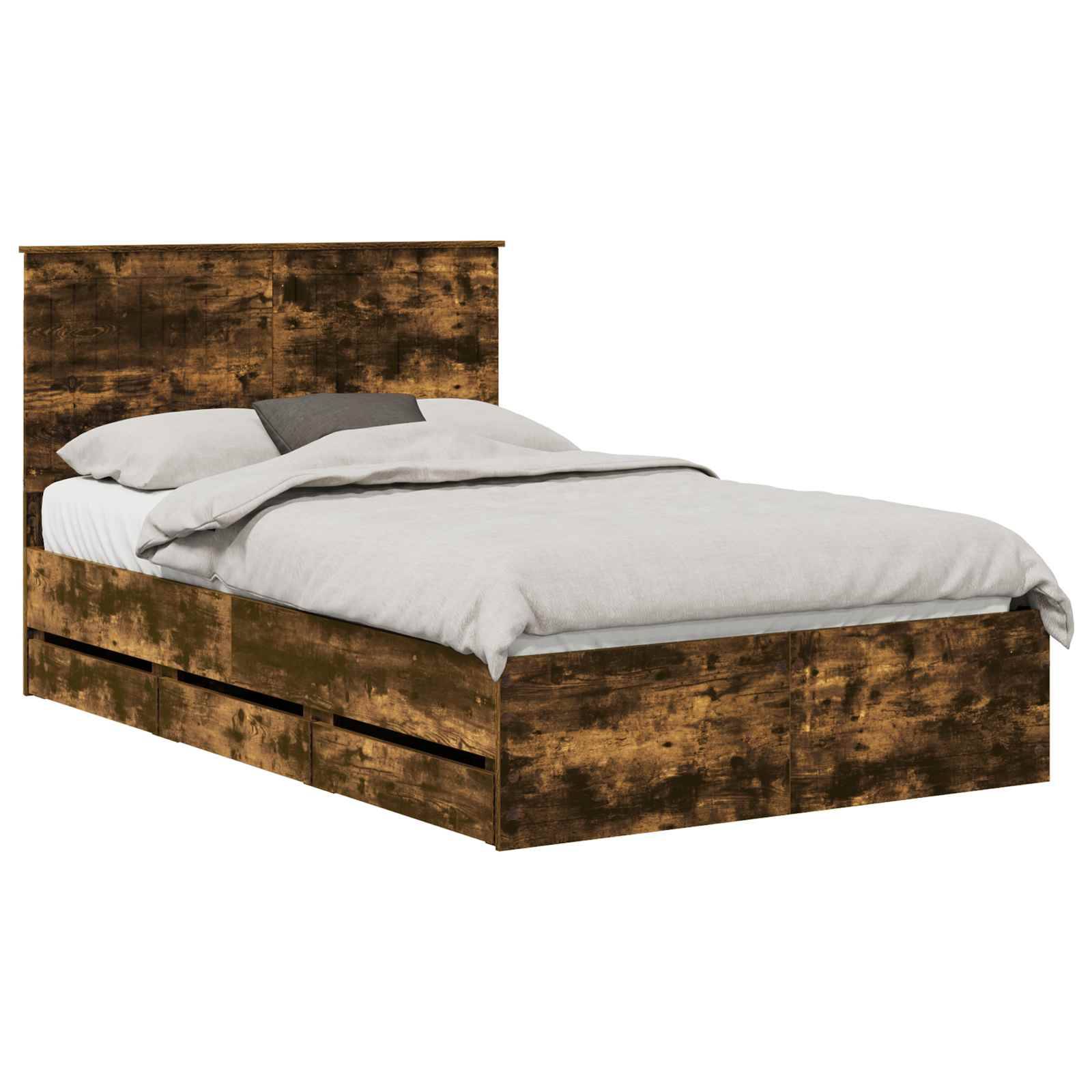 vidaXL Bettrahmen Geräucherte Eiche 120 x 190 cm Ingenieurs Holz
