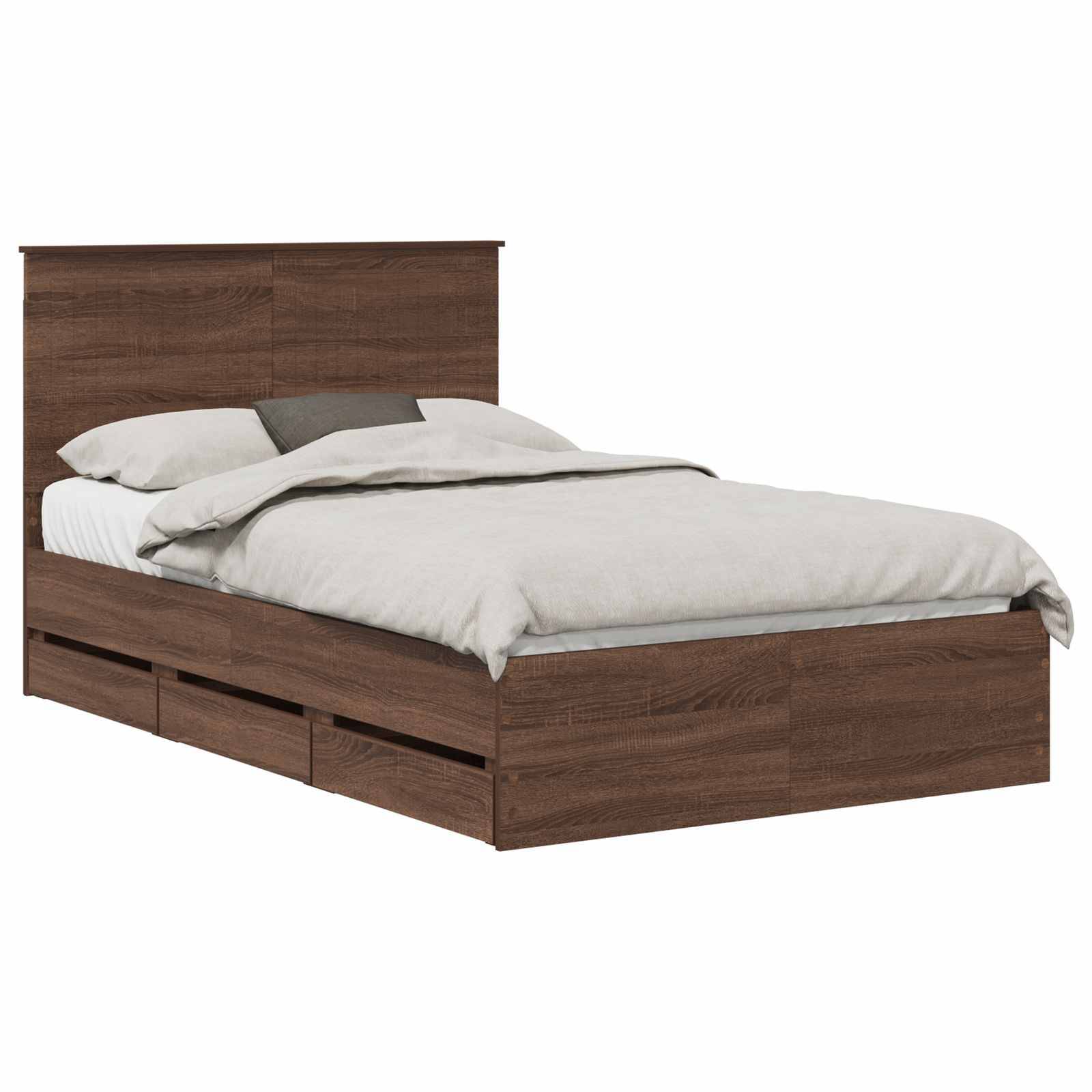 vidaXL Bettrahmen Braun Eichen-Optik 120 x 190 cm Ingenieurs Holz
