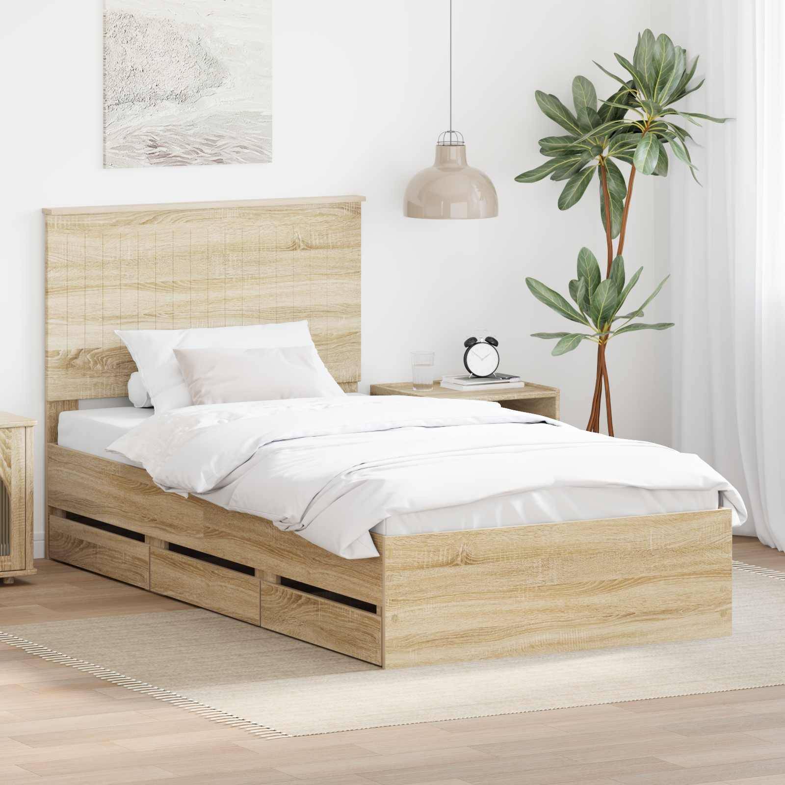 vidaXL Bettrahmen Sonoma-Eiche 100 x 200 cm Ingenieurs Holz