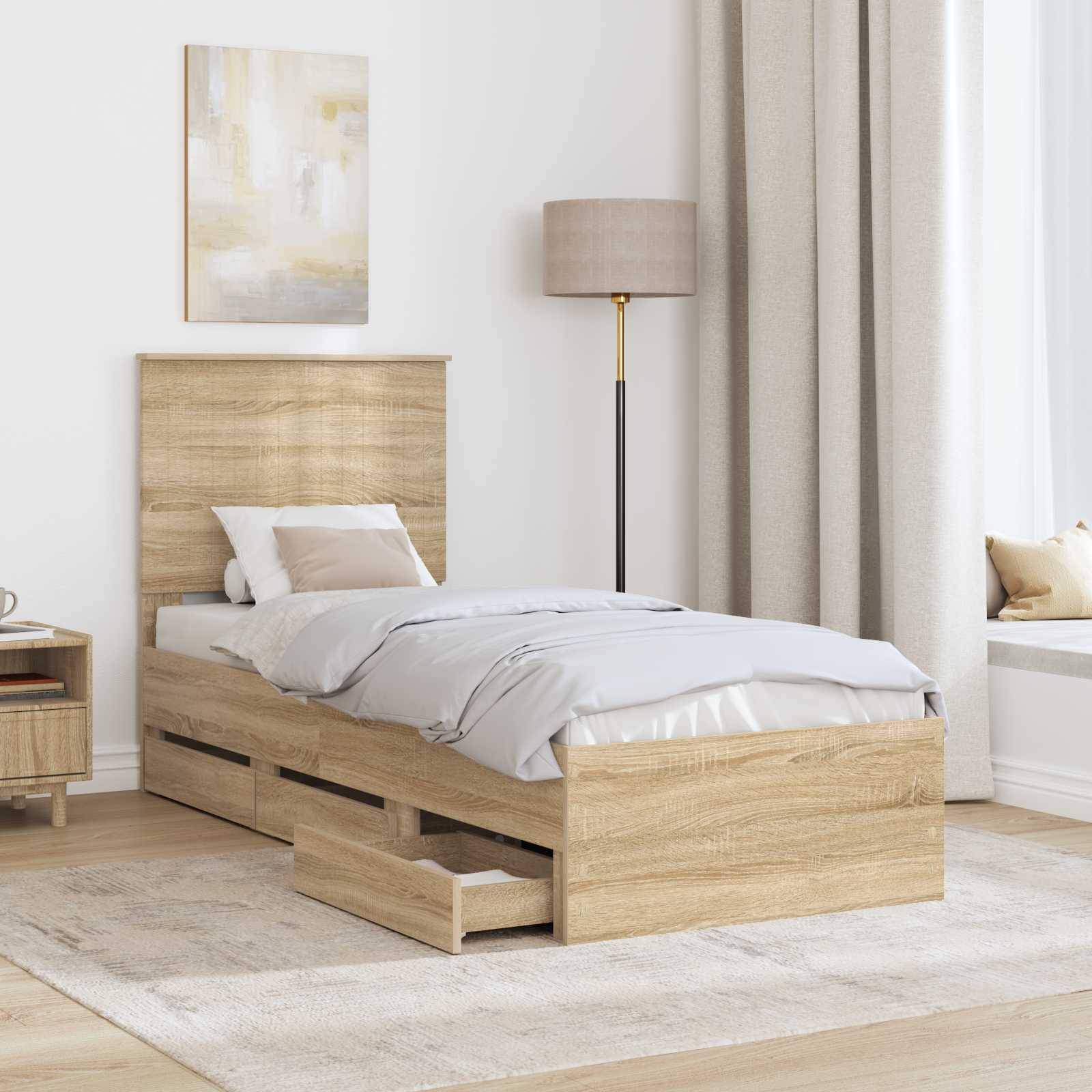 vidaXL Bettrahmen Sonoma-Eiche 75 x 190 cm Ingenieurs Holz