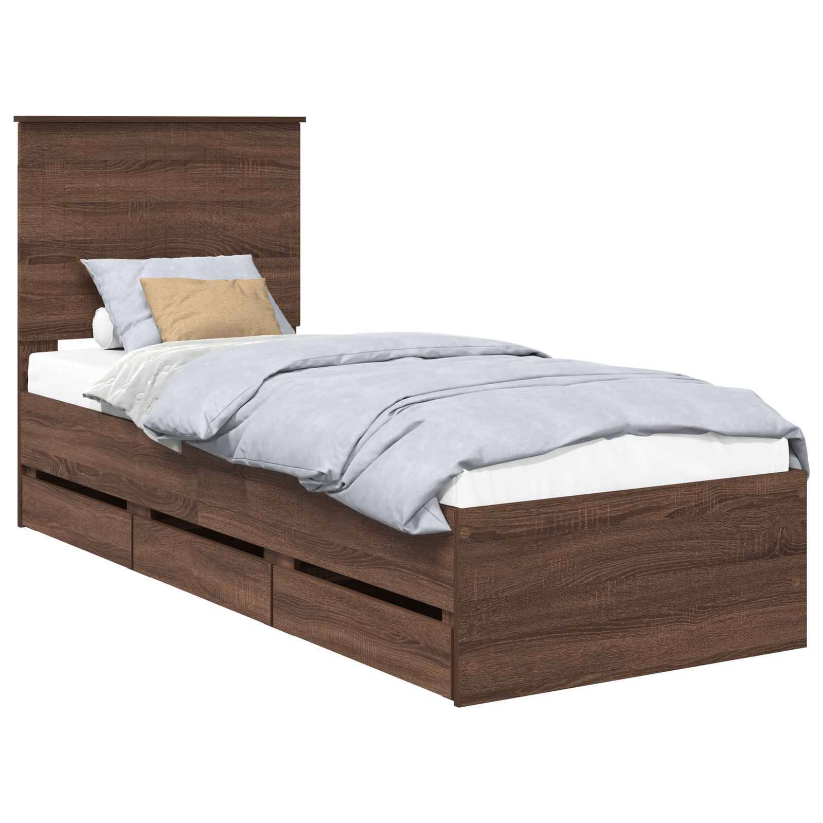 vidaXL Bettrahmen Braun Eichen-Optik 75 x 190 cm Ingenieurs Holz