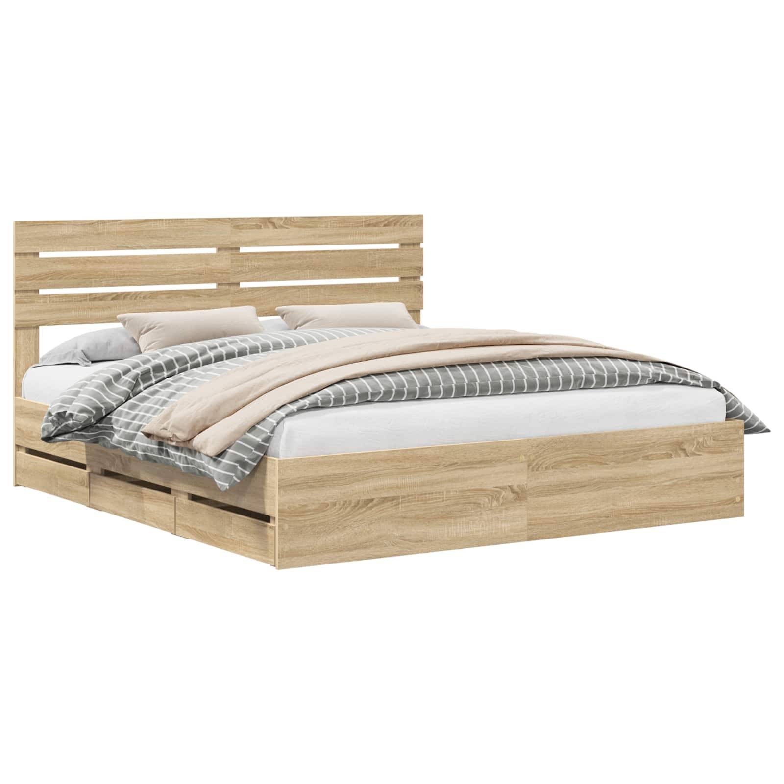 vidaXL Bettrahmen Sonoma-Eiche 200 x 200 cm Ingenieurs Holz