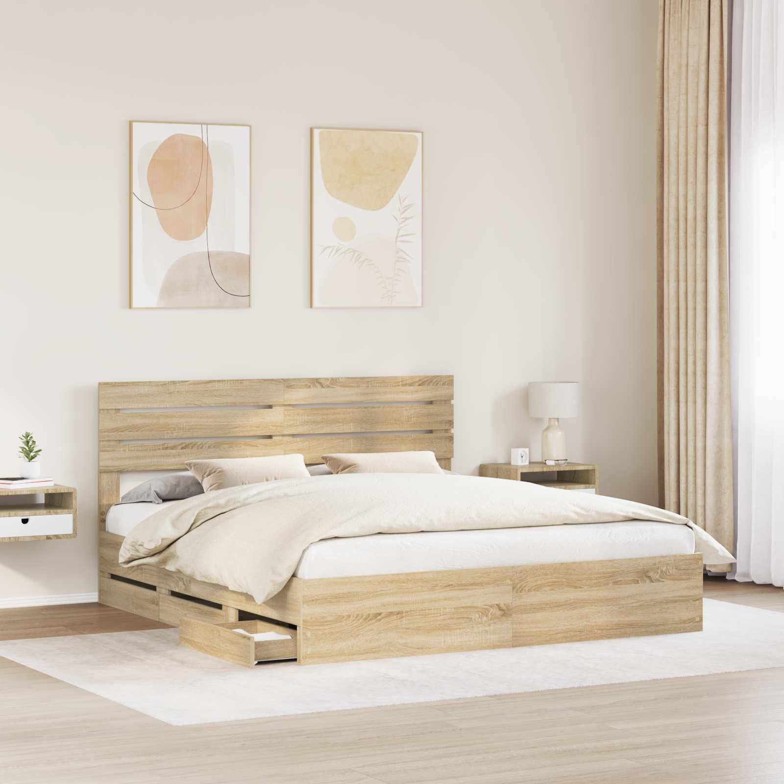 vidaXL Bettrahmen Sonoma-Eiche 200 x 200 cm Ingenieurs Holz