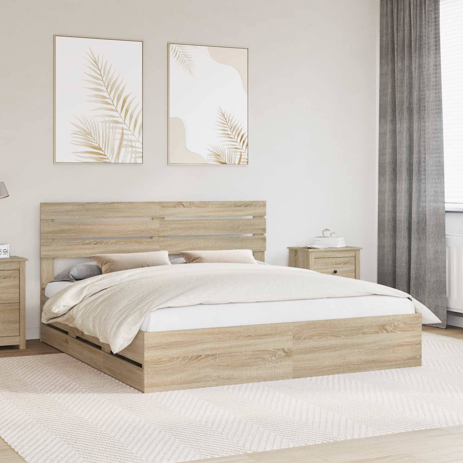 vidaXL Bettrahmen Sonoma-Eiche 200 x 200 cm Ingenieurs Holz
