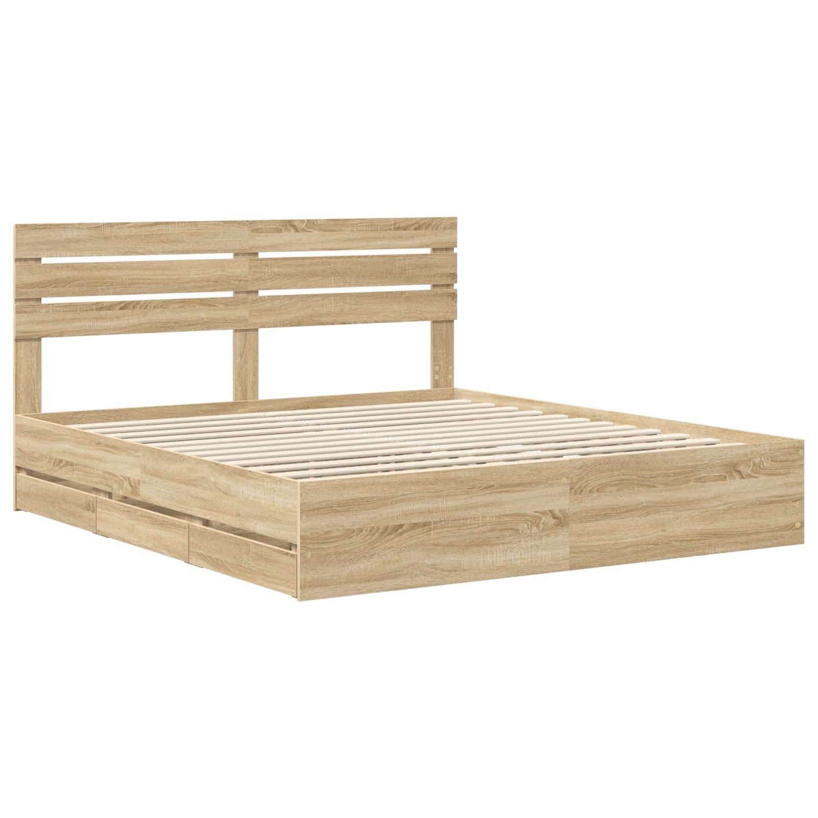vidaXL Bettrahmen Sonoma-Eiche 200 x 200 cm Ingenieurs Holz