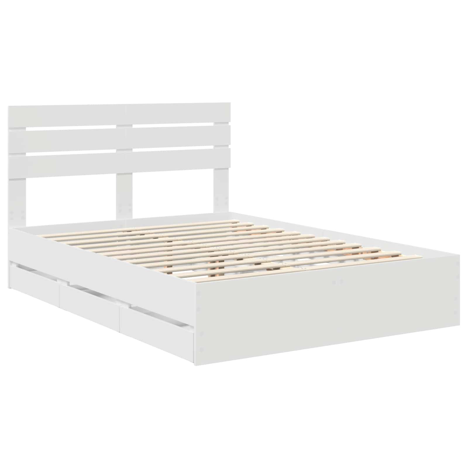 vidaXL Bettrahmen mit Schubladen Weiß 160 x 200 cm Ingenieurs Holz