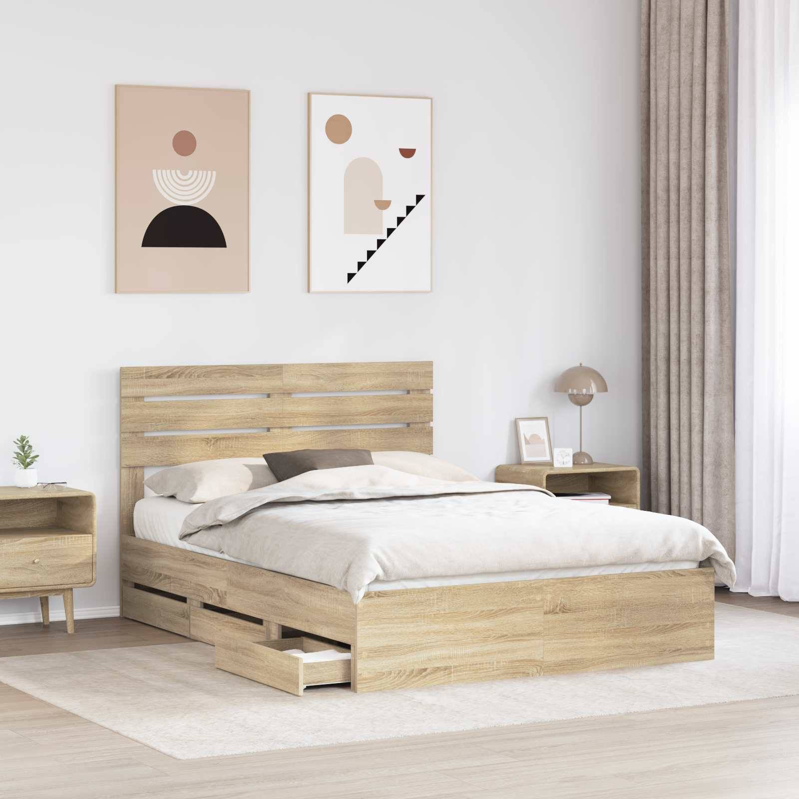 vidaXL Bettrahmen Sonoma-Eiche 160 x 200 cm Ingenieurs Holz