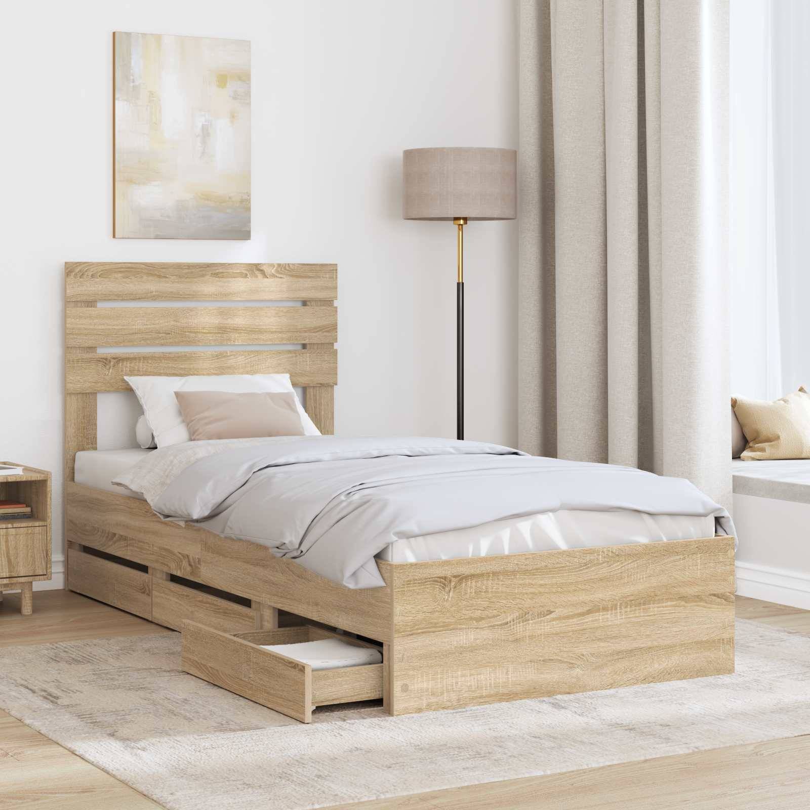 vidaXL Bettrahmen Sonoma-Eiche 75 x 190 cm Ingenieurs Holz
