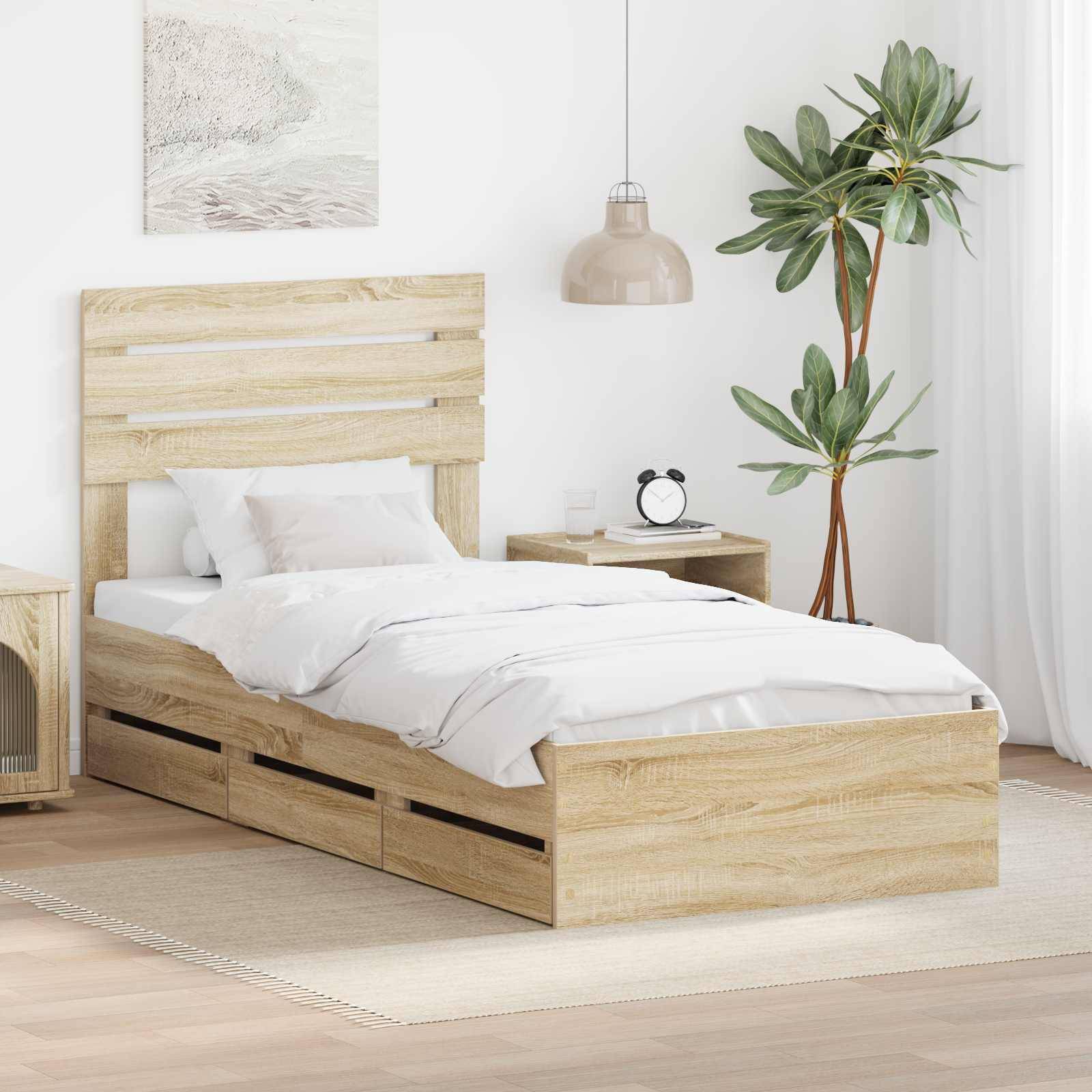 vidaXL Bettrahmen Sonoma-Eiche 100 x 200 cm Ingenieurs Holz