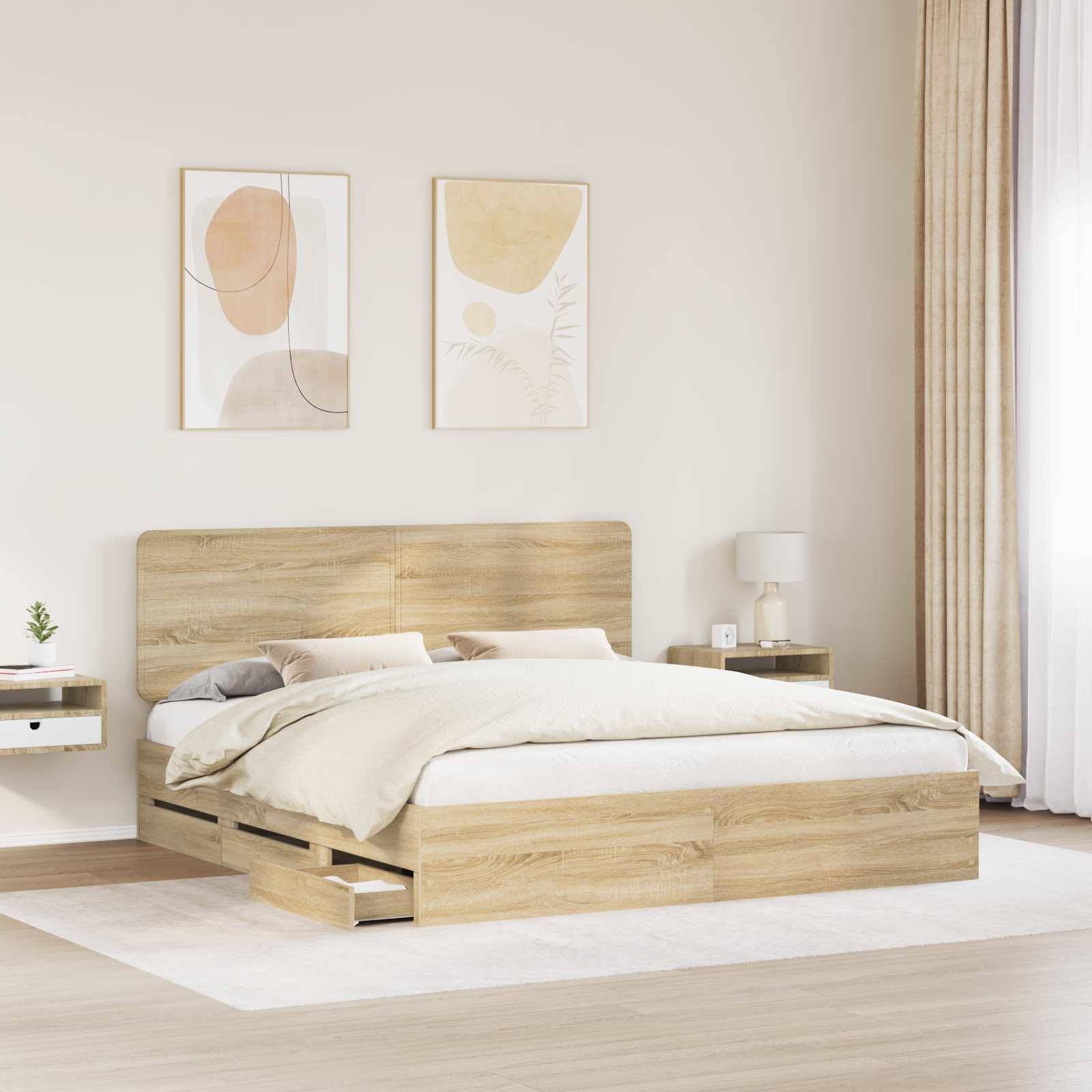vidaXL Bettrahmen Sonoma-Eiche 200 x 200 cm Ingenieurs Holz