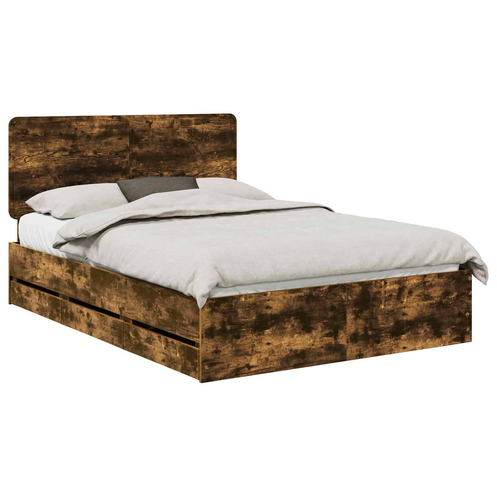 vidaXL Bettrahmen Geräucherte Eiche 140 x 190 cm Ingenieurs Holz