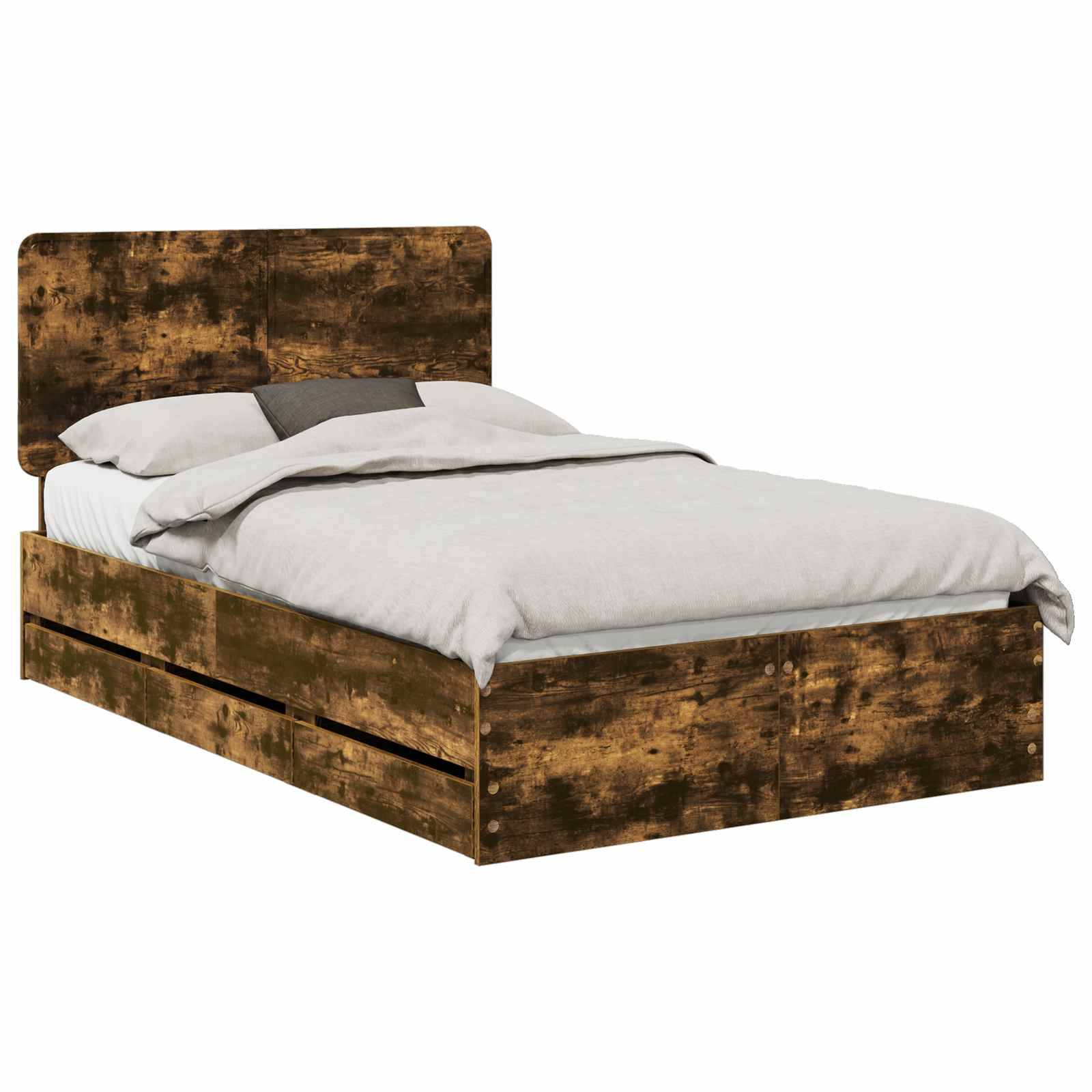 vidaXL Bettrahmen Geräucherte Eiche 135 x 190 cm Ingenieurs Holz