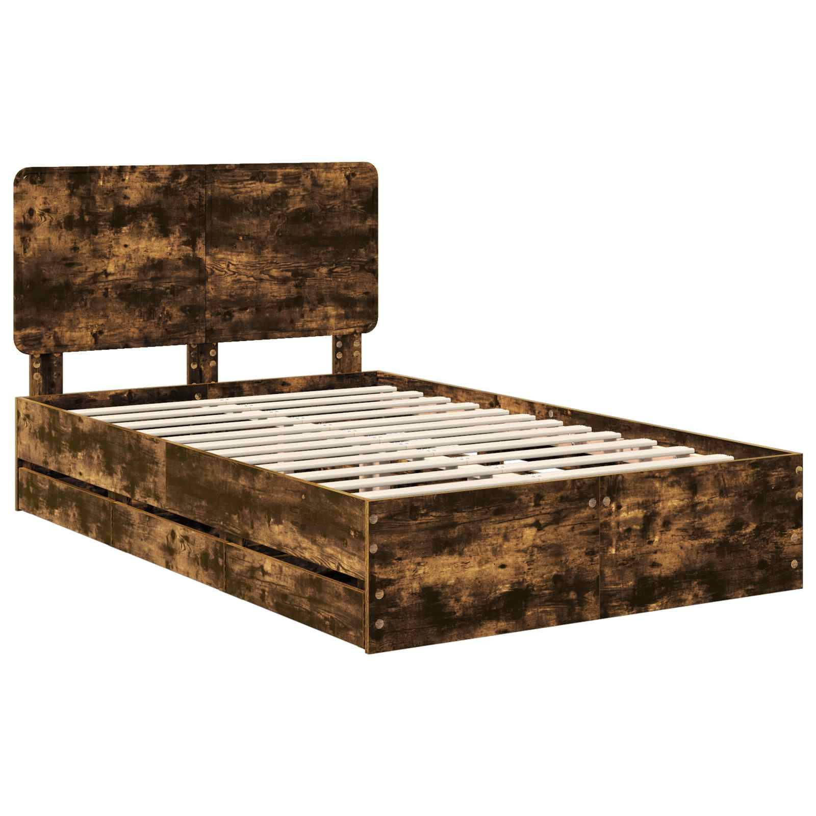 vidaXL Bettrahmen Geräucherte Eiche 120 x 190 cm Ingenieurs Holz