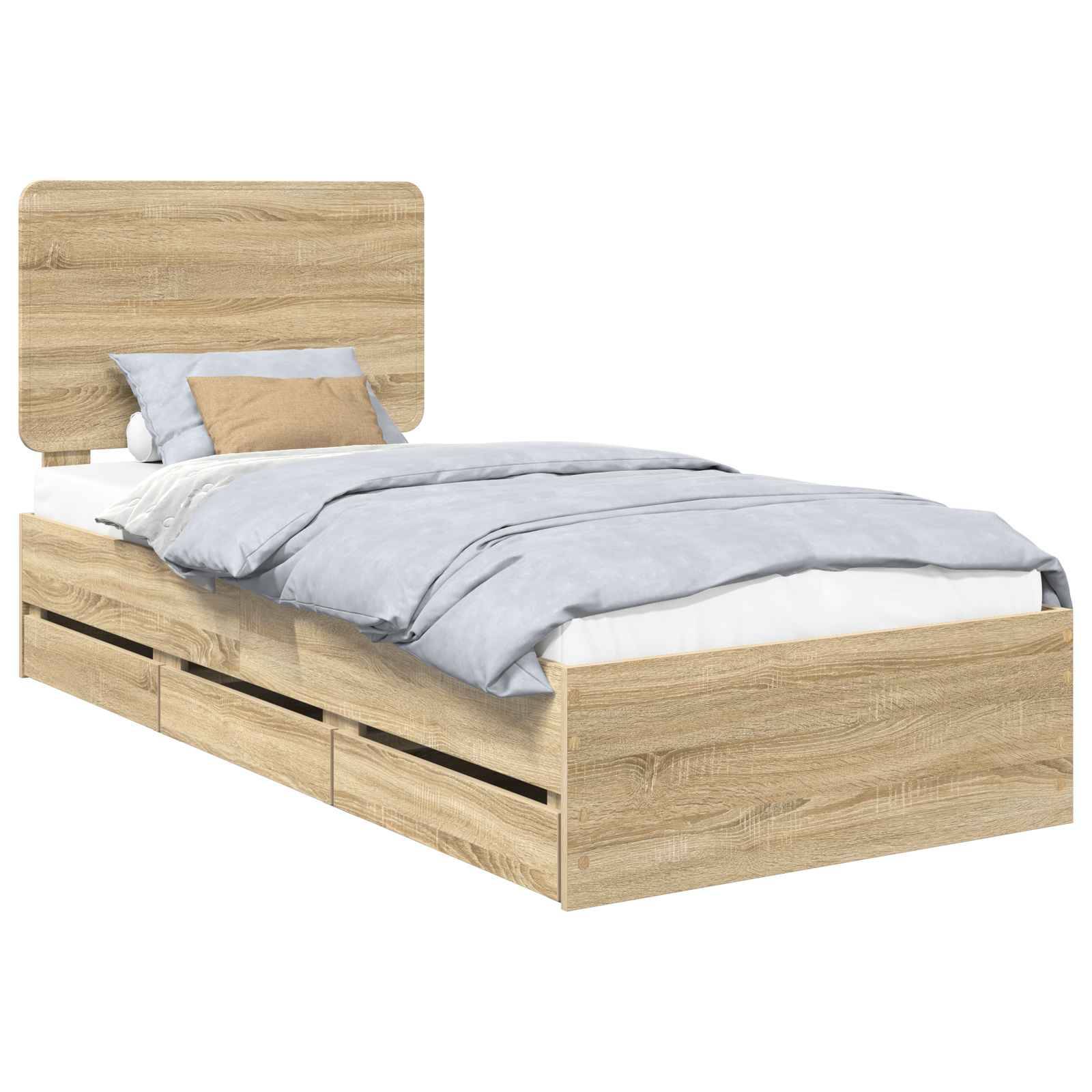 vidaXL Bettrahmen Sonoma-Eiche 75 x 190 cm Ingenieurs Holz