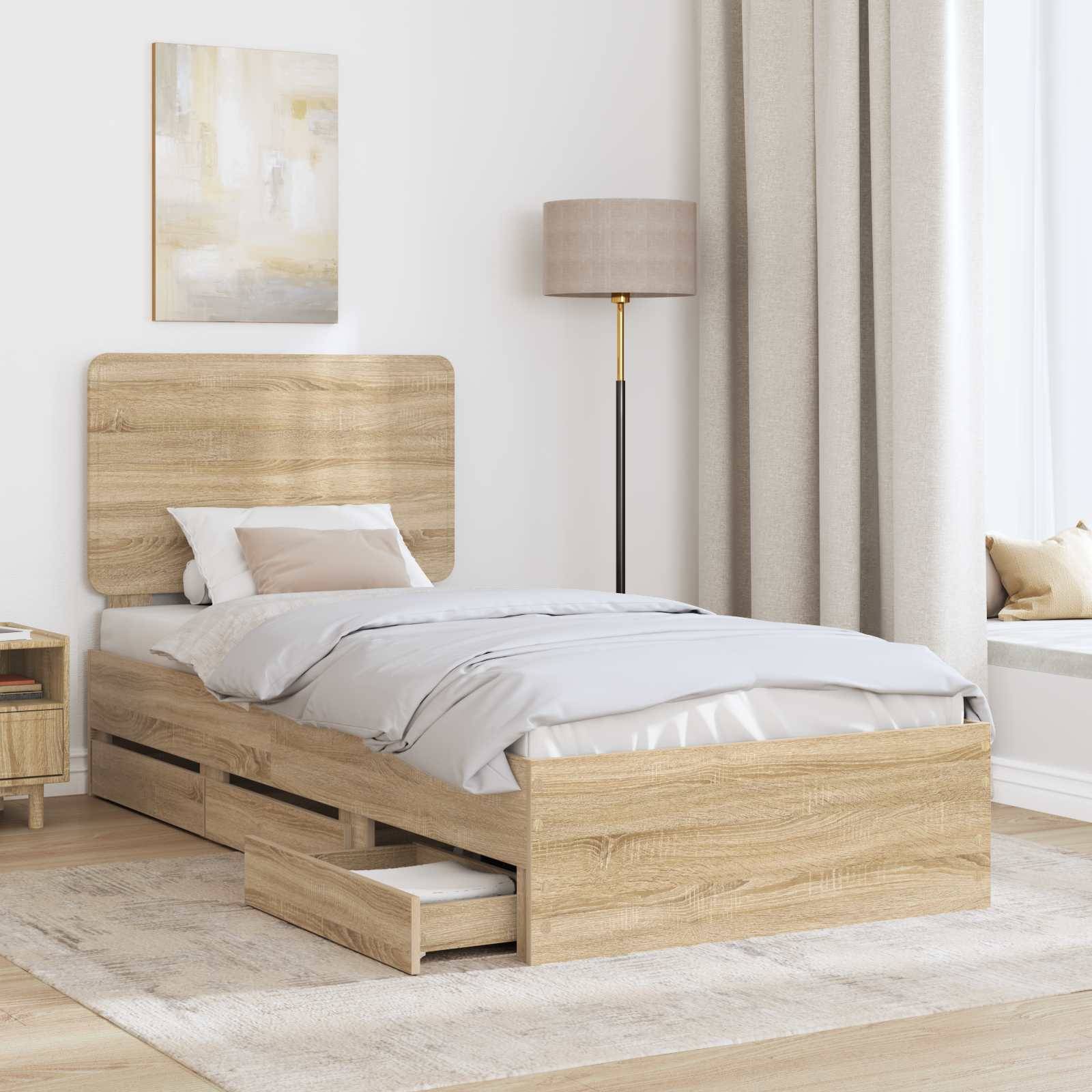 vidaXL Bettrahmen Sonoma-Eiche 100 x 200 cm Ingenieurs Holz