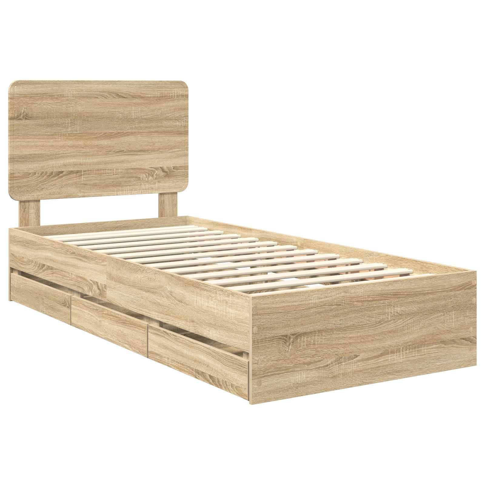 vidaXL Bettrahmen Sonoma-Eiche 75 x 190 cm Ingenieurs Holz