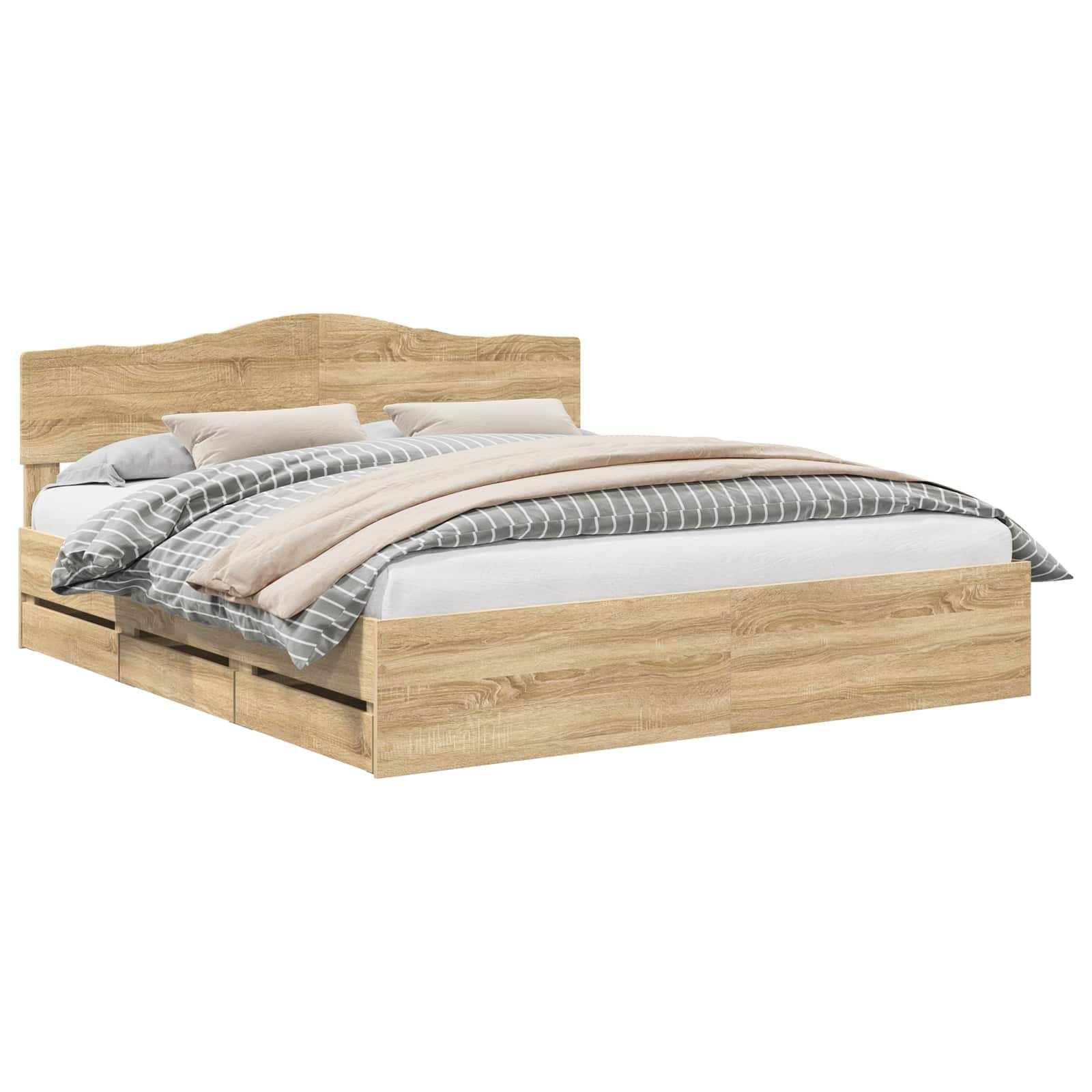 vidaXL Bettrahmen Sonoma-Eiche 200 x 200 cm Ingenieurs Holz