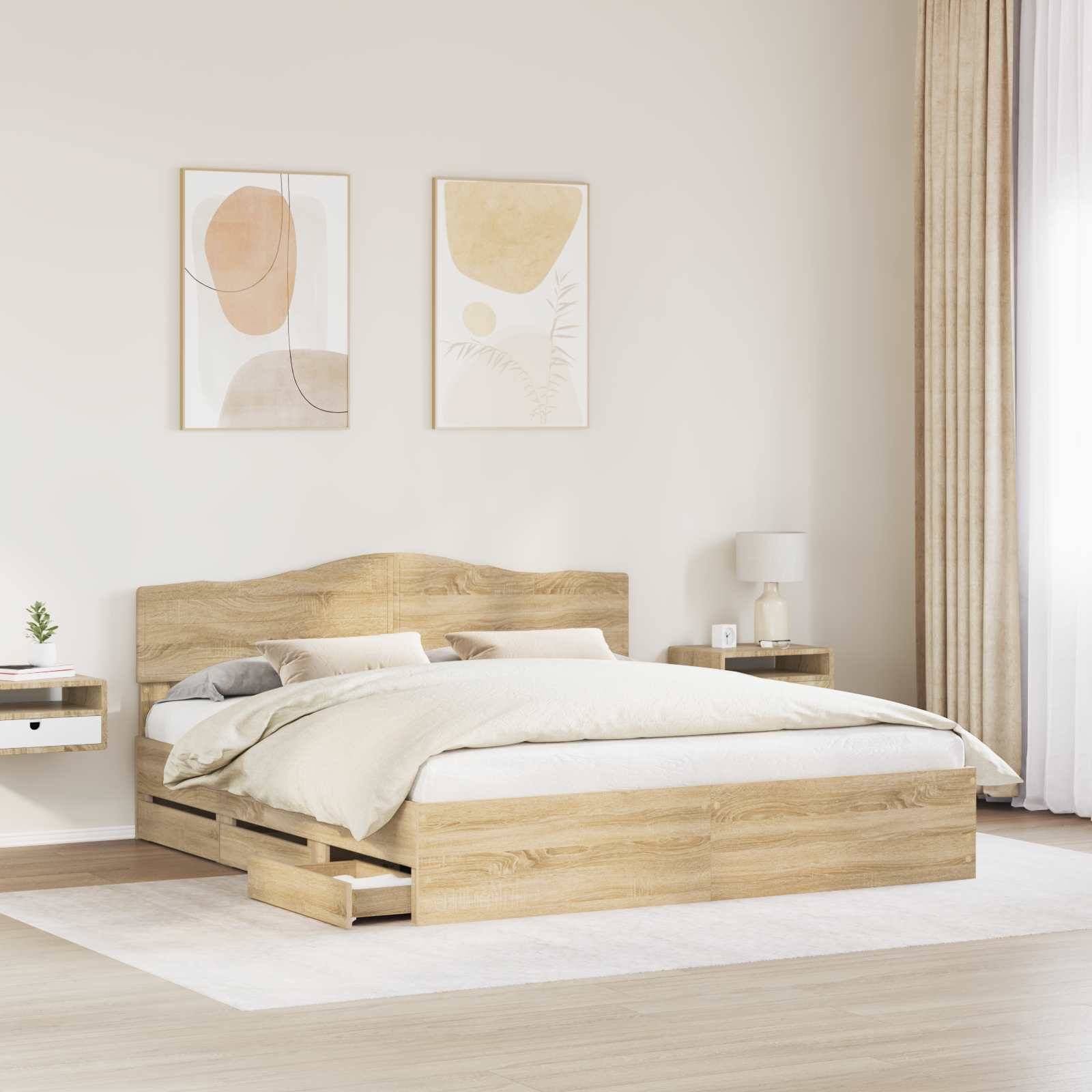 vidaXL Bettrahmen Sonoma-Eiche 200 x 200 cm Ingenieurs Holz