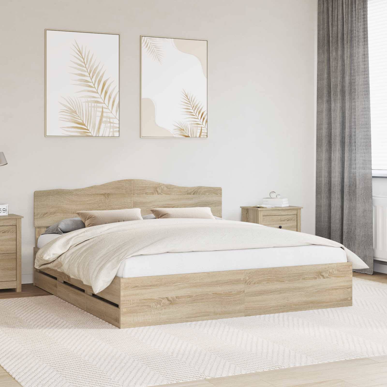 vidaXL Bettrahmen Sonoma-Eiche 200 x 200 cm Ingenieurs Holz