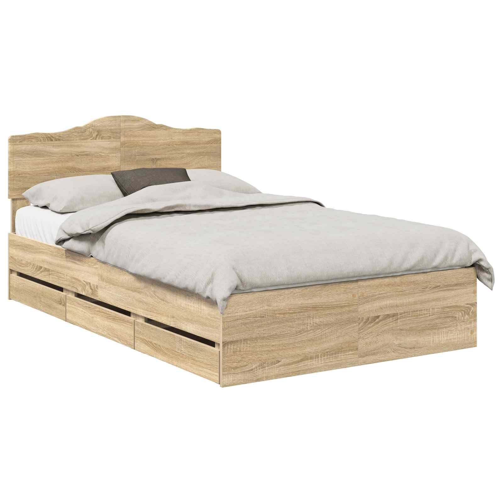 vidaXL Bettrahmen Sonoma-Eiche 120 x 190 cm Ingenieurs Holz