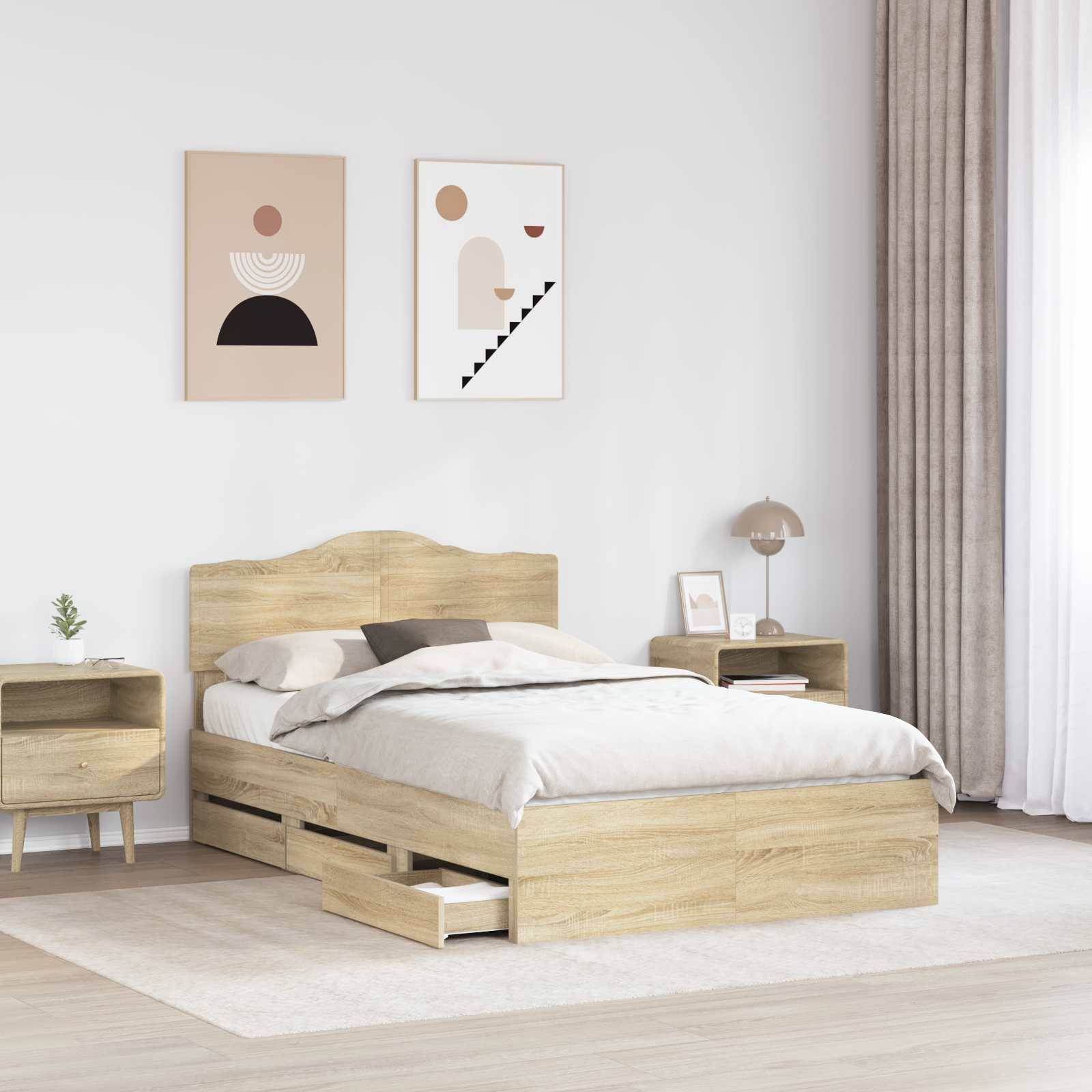 vidaXL Bettrahmen Sonoma-Eiche 120 x 190 cm Ingenieurs Holz