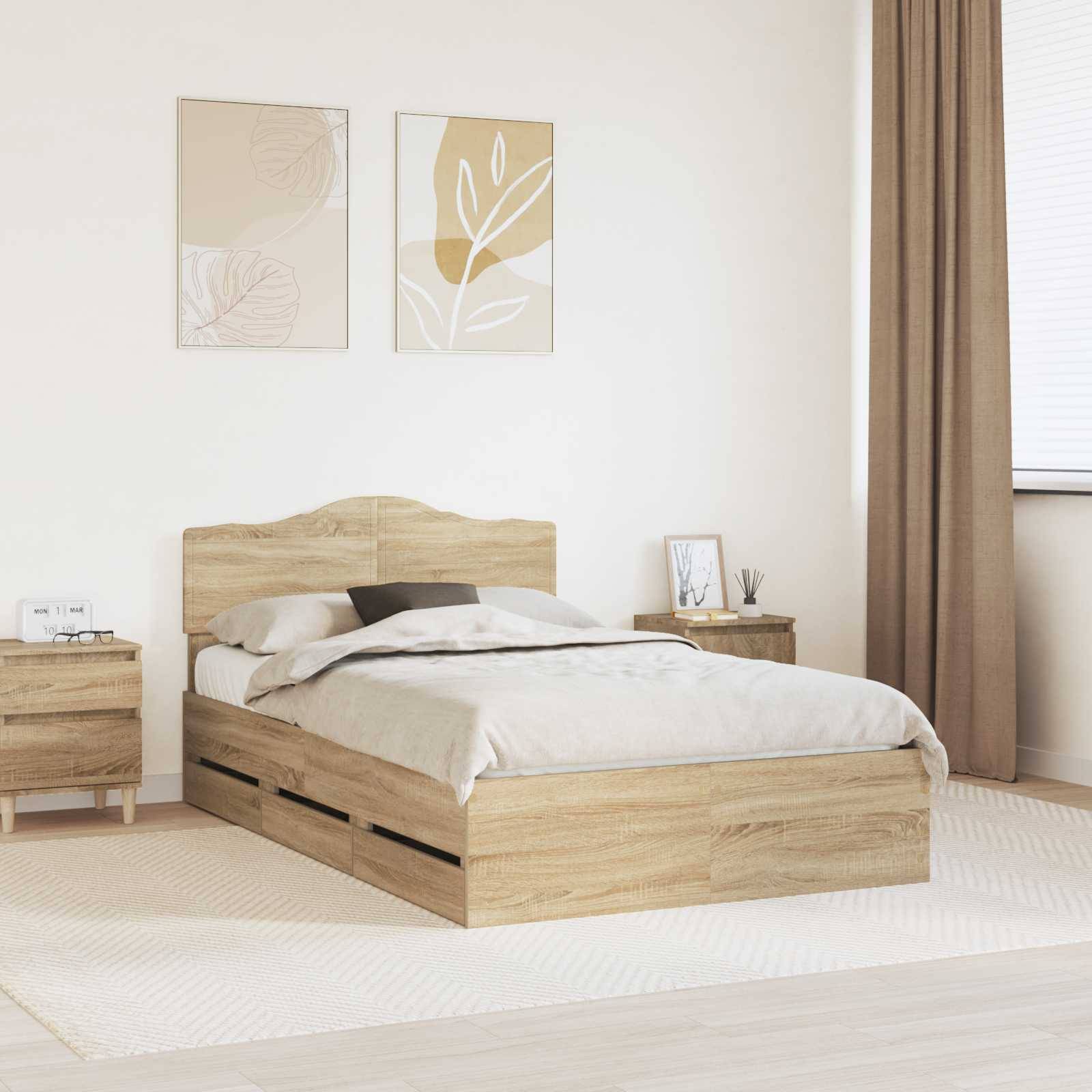 vidaXL Bettrahmen Sonoma-Eiche 120 x 190 cm Ingenieurs Holz