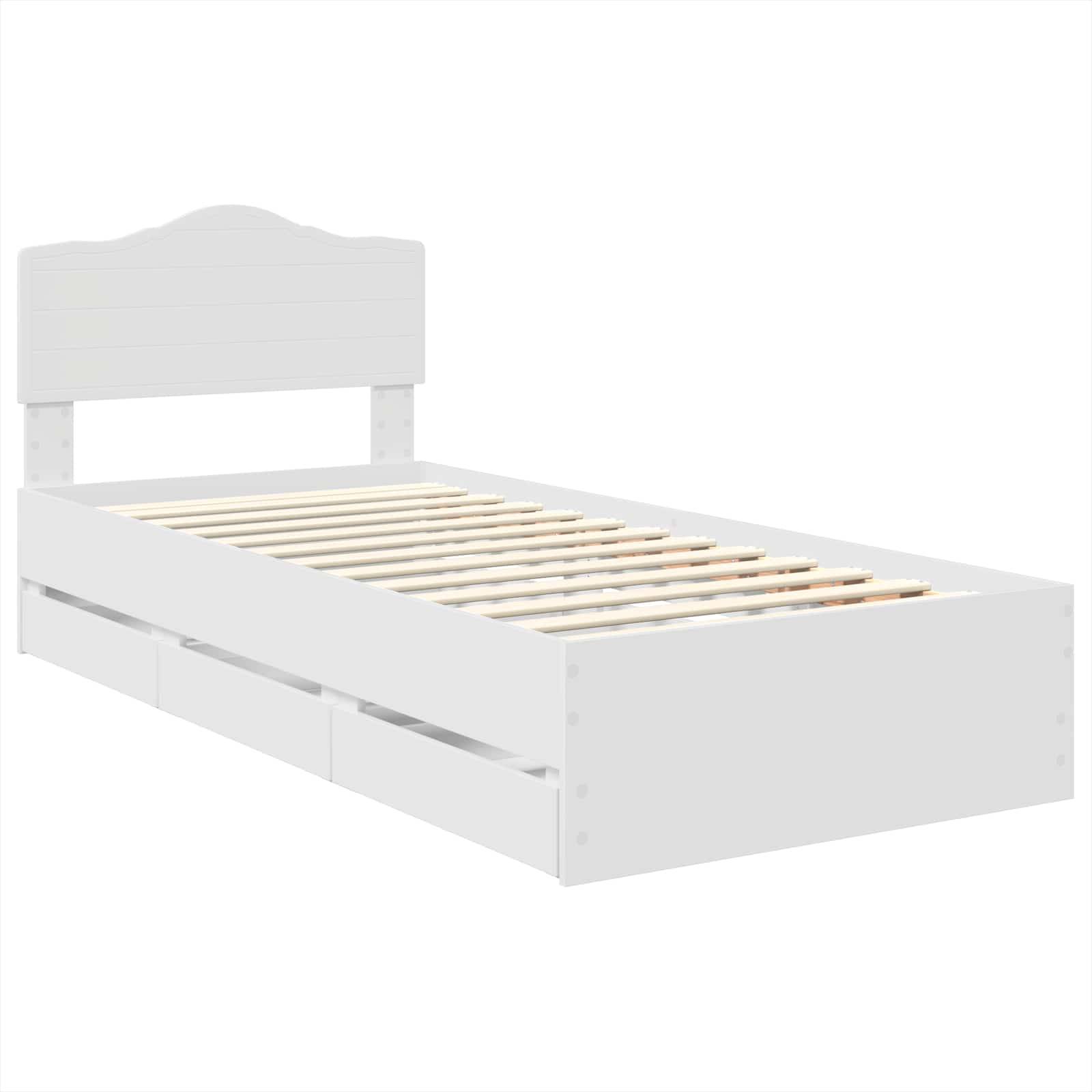 vidaXL Bettrahmen mit Schubladen Weiß 90 x 200 cm Ingenieurs Holz
