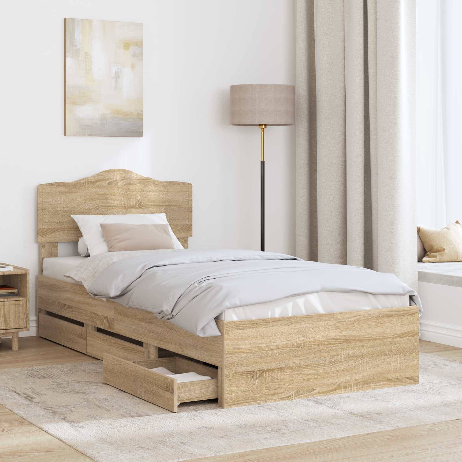 vidaXL Bettrahmen Sonoma-Eiche 75 x 190 cm Ingenieurs Holz