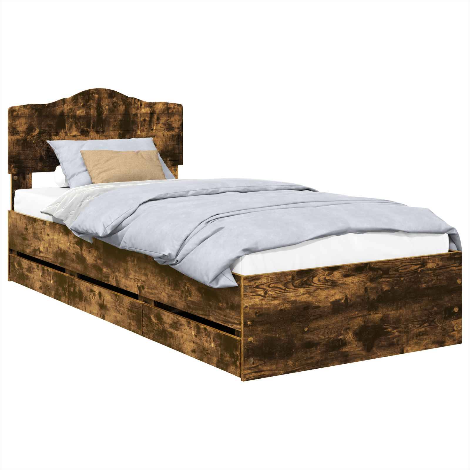 vidaXL Bettrahmen Geräucherte Eiche 100 x 200 cm Ingenieurs Holz